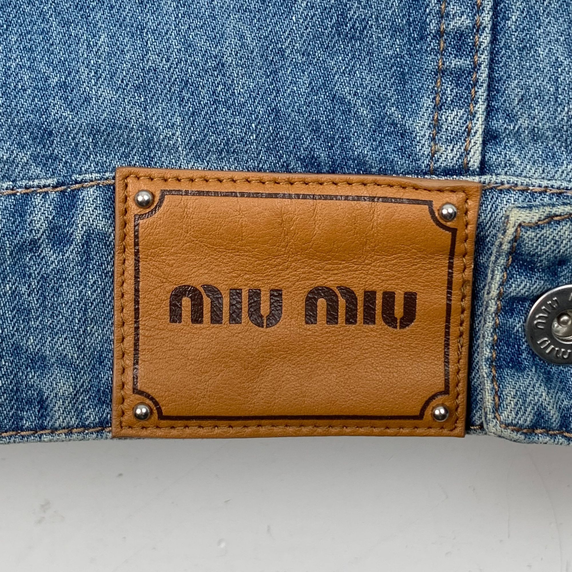 Miu Miu Miu Miu Denim Jacket With Faux Fur Collar & Patches Size S / US 4 / IT 40 - 5 Thumbnail