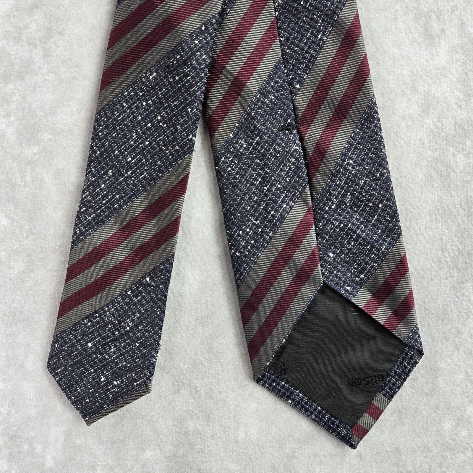 Strellson Strellson Gray Blue Stripe 100% Silk Italy Stripe Neck Tie Size 30 - 6 Thumbnail