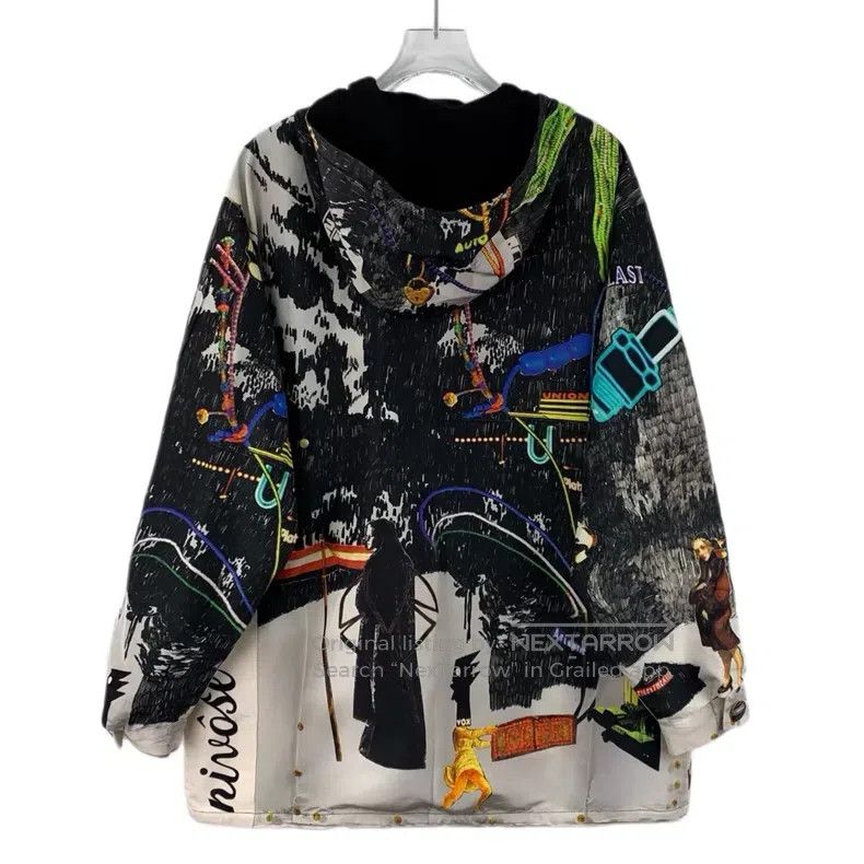 Prada Prada Black character graffiti print hooded zipper long-sl Size XXS / US 00 / IT 34 - 2 Thumbnail