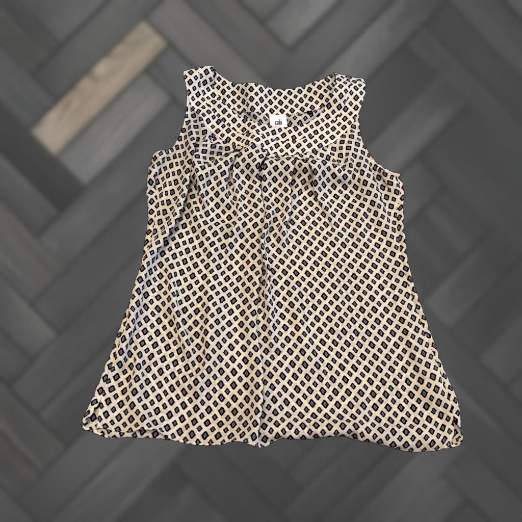Vintage CAbi Blouse Sleeveless Top Diamond Print Cleo Foulard Size L Ivory Womens Size L / US 10 / IT 46 - 1 Thumbnail