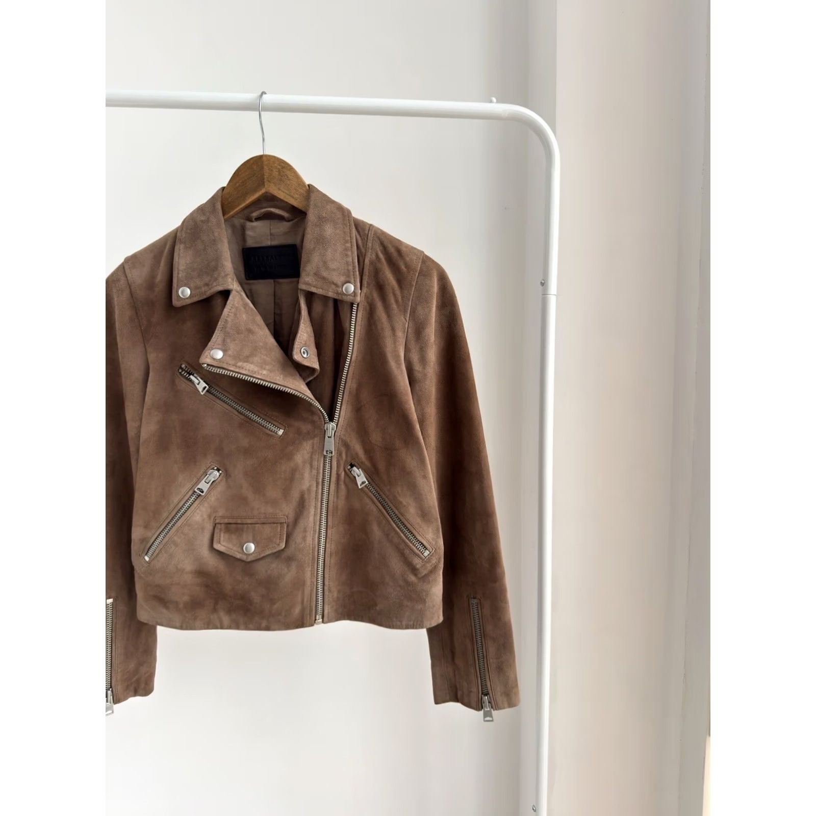 Allsaints VINTAGE AllSaints Powder Brown Suede Balfern Biker Jacket Women’s Size UK 10 US 6 EU 38 M Brown 80s 90s Vintage Streetwear Womens Balfern Biker Jacket Size M / US 6-8 / IT 42-44 - 6 Thumbnail