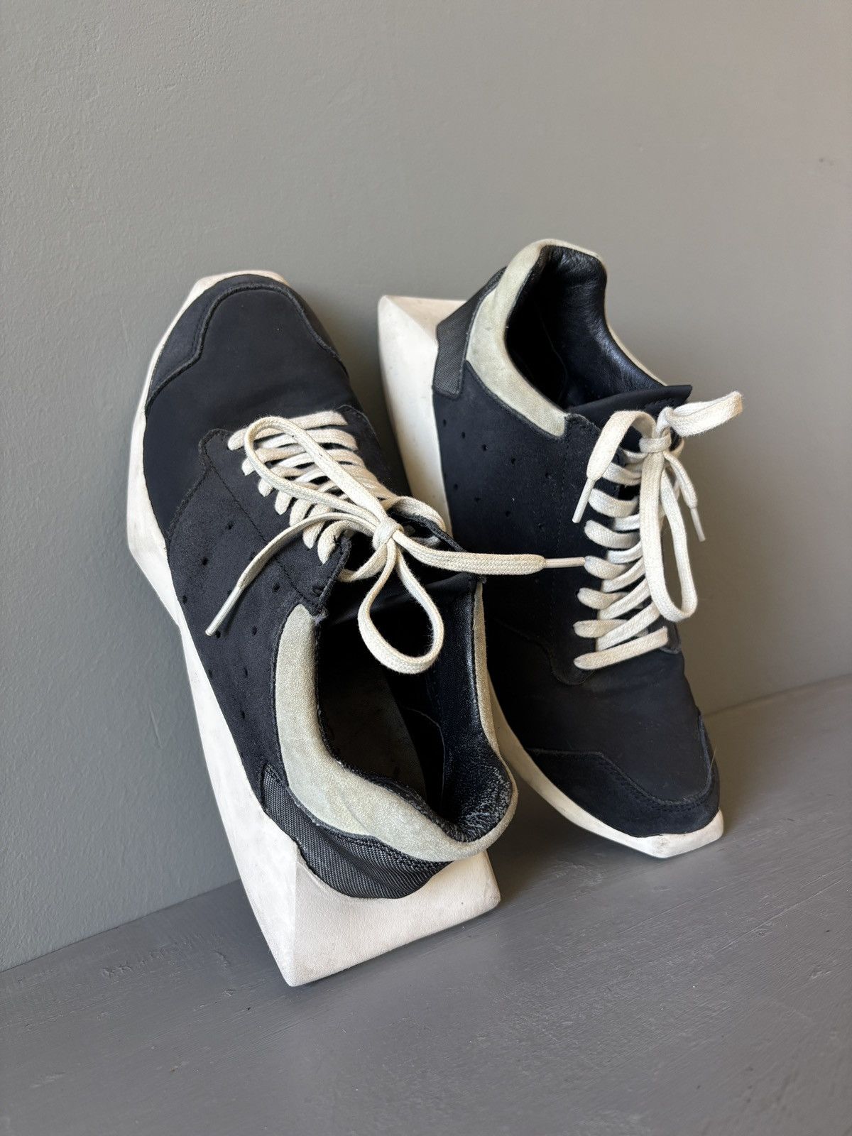 Adidas × Rick Owens Rick Owens x Adidas Tech Runner Shoes 7 Mens Black/White Size US 7 / EU 40 - 1 Thumbnail