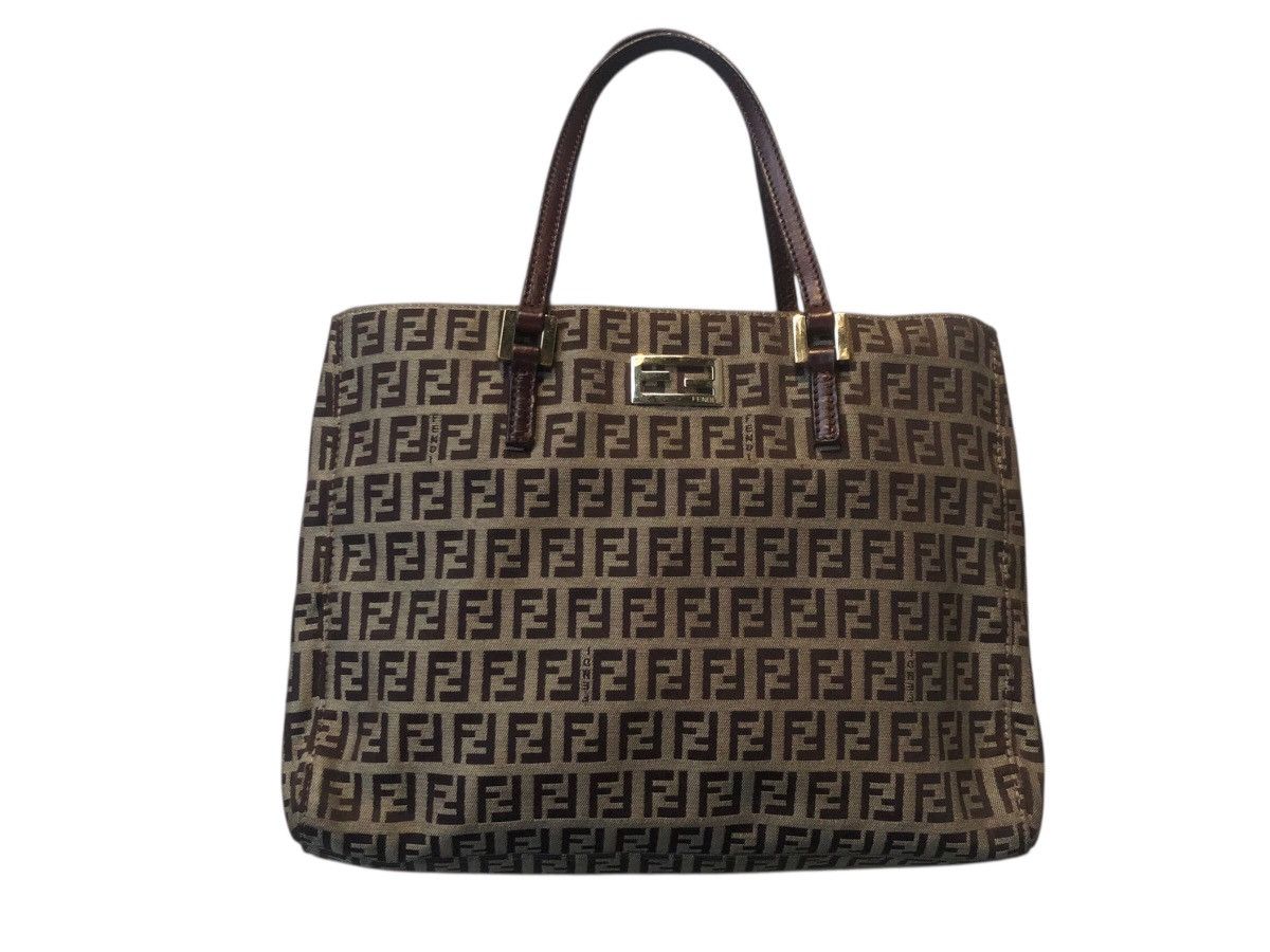 Fendi 🔥Vintage FENDI ROMA 2000-2010 Small Zucchino Canvas Tote Bag Size ONE SIZE - 3 Thumbnail