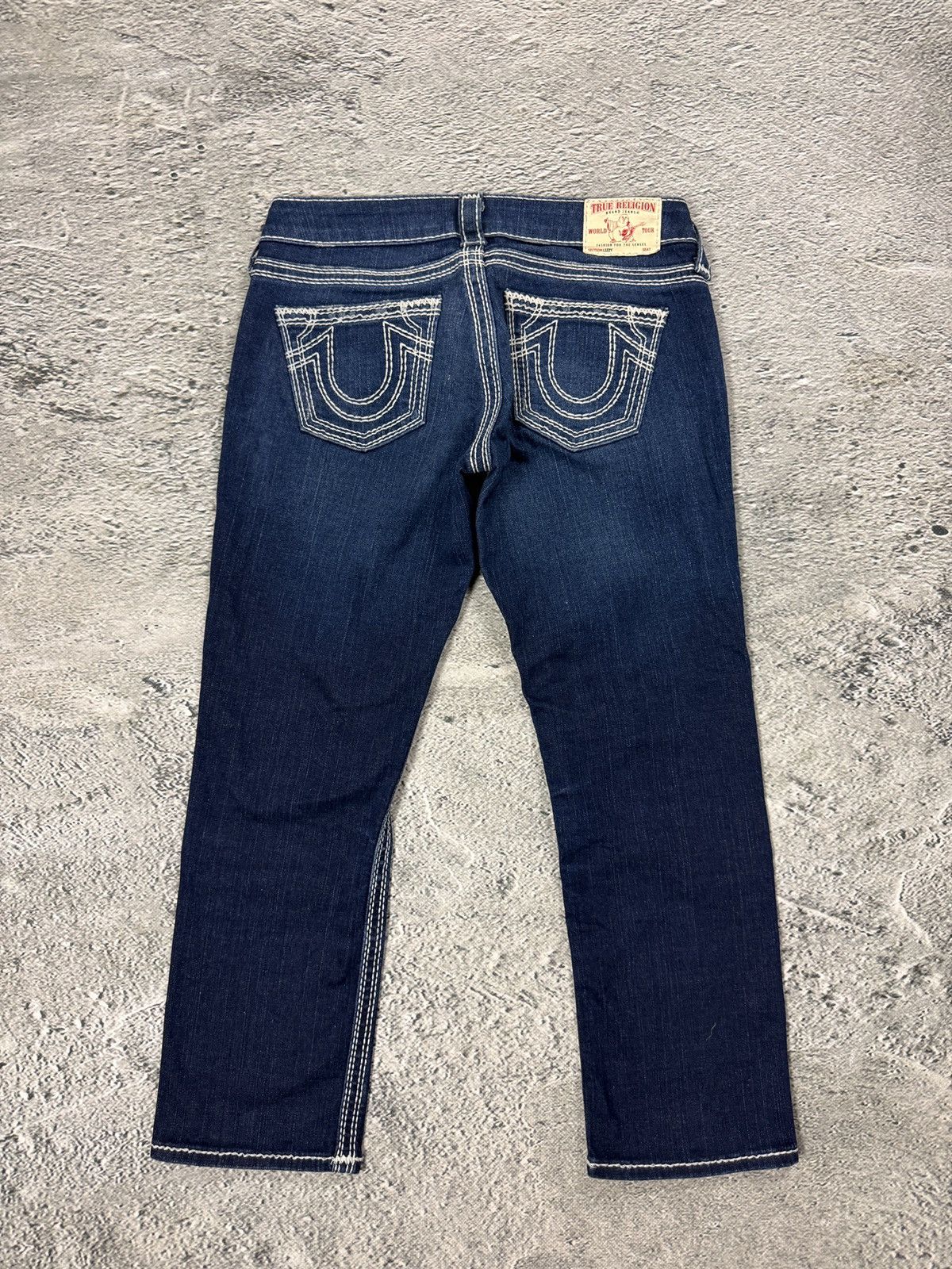 True Religion True Religion jeans capri straight blue white thick stitch Size 26" / US 2 / IT 38 - 1 Thumbnail