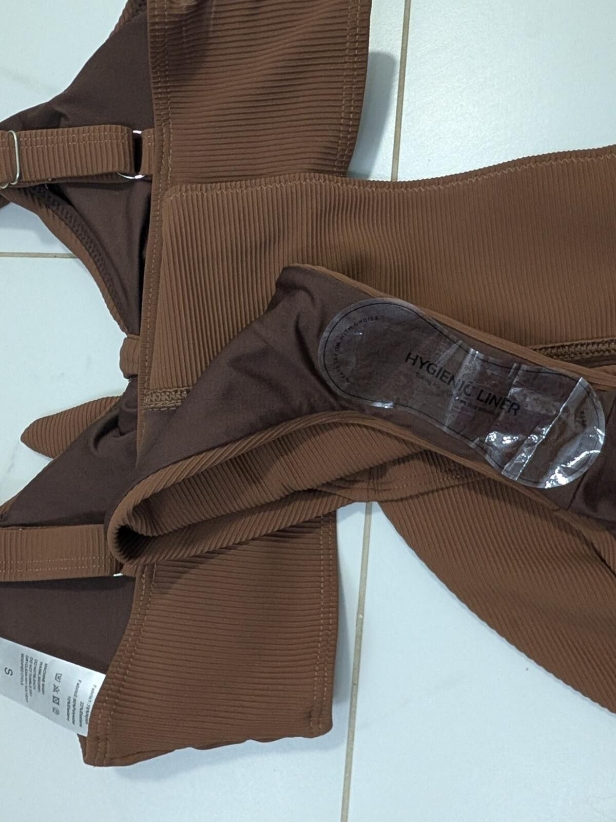 Other Knot-Front Ribbed High-Waist Bikini Set - Brown Size ONE SIZE - 3 Thumbnail