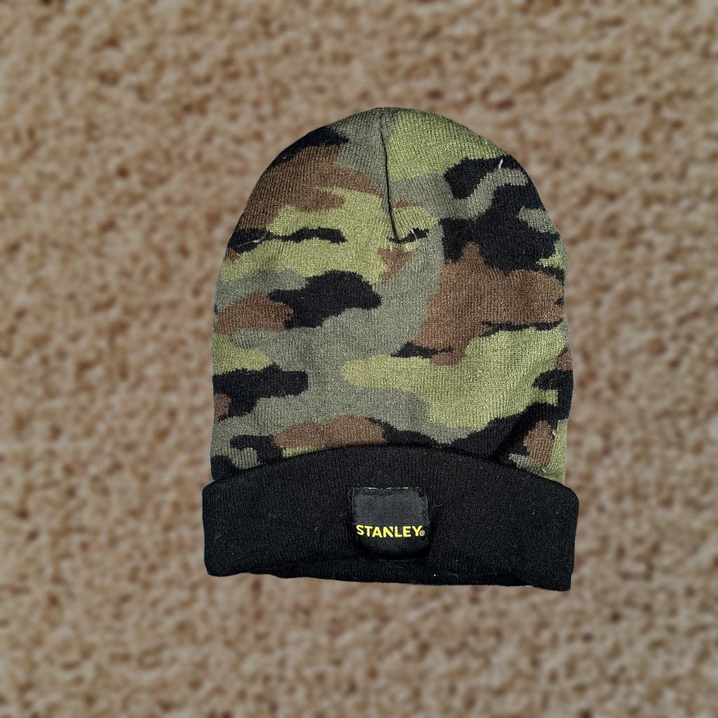Vintage Stanley Beanie Mens One Size Green Camo Knit Winter Outdoor Workwear Hat Size ONE SIZE - 1 Thumbnail