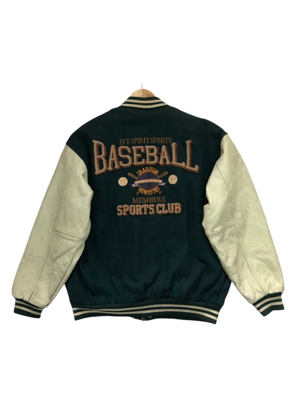 MLB Vtg 90s Ivy Spirit Baseball Team Varsity Jacket Arm Leather Size US L / EU 52-54 / 3 - 1 Thumbnail