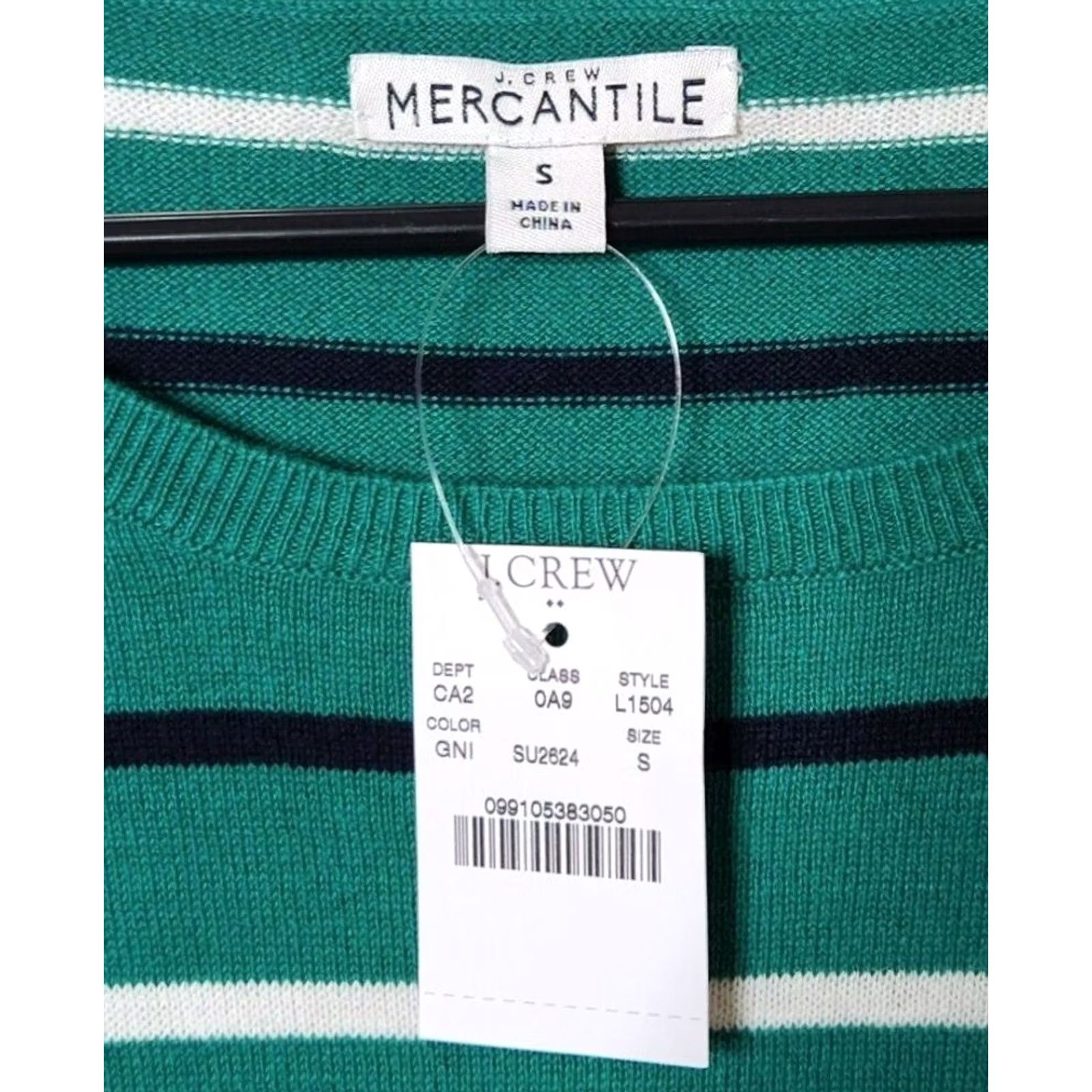 J.Crew J.CREW Womens S Peyton Mixed Striped Pullover Sweater 100% Cotton Green Size S / US 4 / IT 40 - 4 Thumbnail