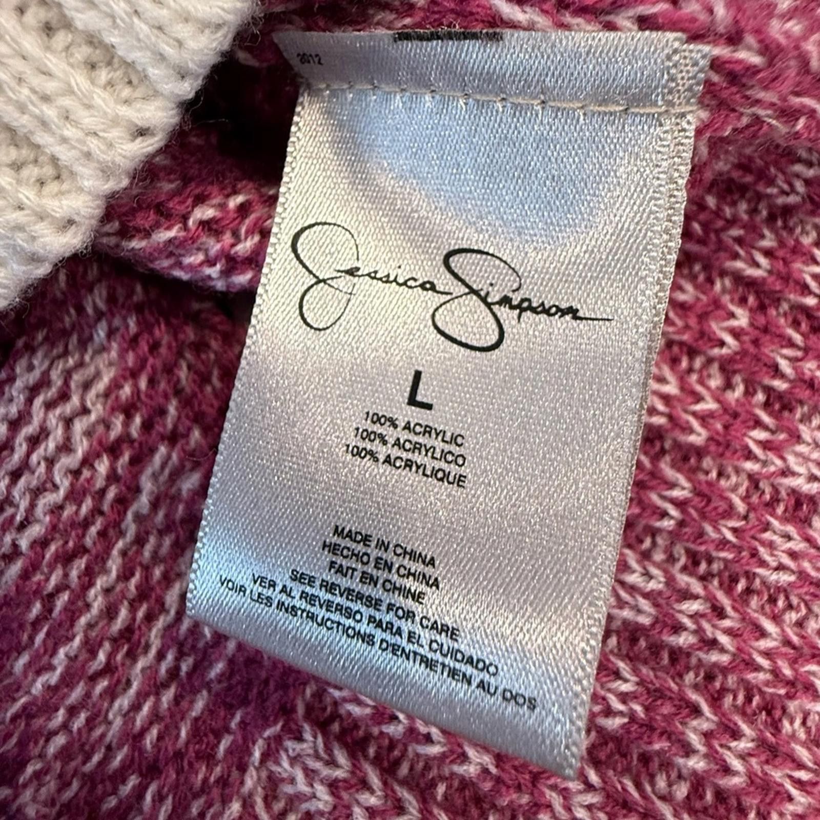 Other Jessica Simpson soft knit sweater pink white crop sleeve LG Size L / US 10 / IT 46 - 6 Thumbnail