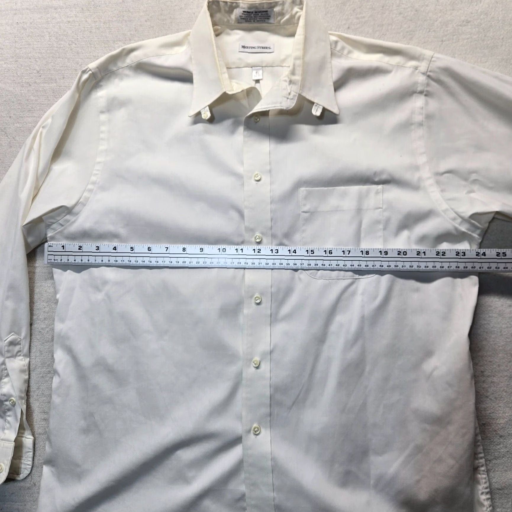 Vintage Meeting Street White Dress Shirt Men’s Adult Size 16.5 Button-Down Regular Fit Long Sleeve Classic Size 42R - 4 Thumbnail