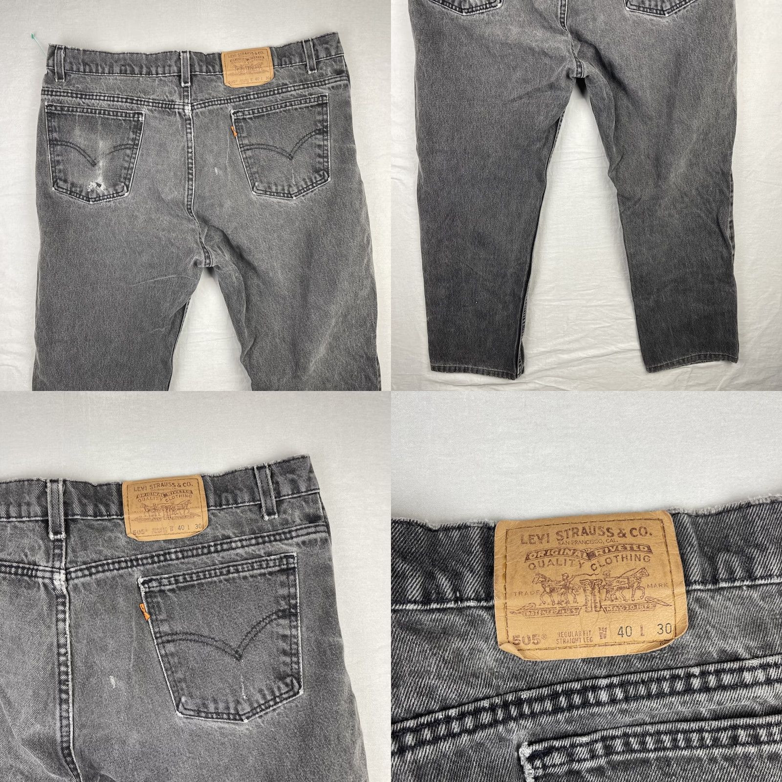 Levi's VINTAGE Levi's 505 Jeans Mens 40x30 Fits 36x27 Black Orange Tab Straight USA Jeans Mens 40x30 Size US 40 / EU 56 - 9 Thumbnail