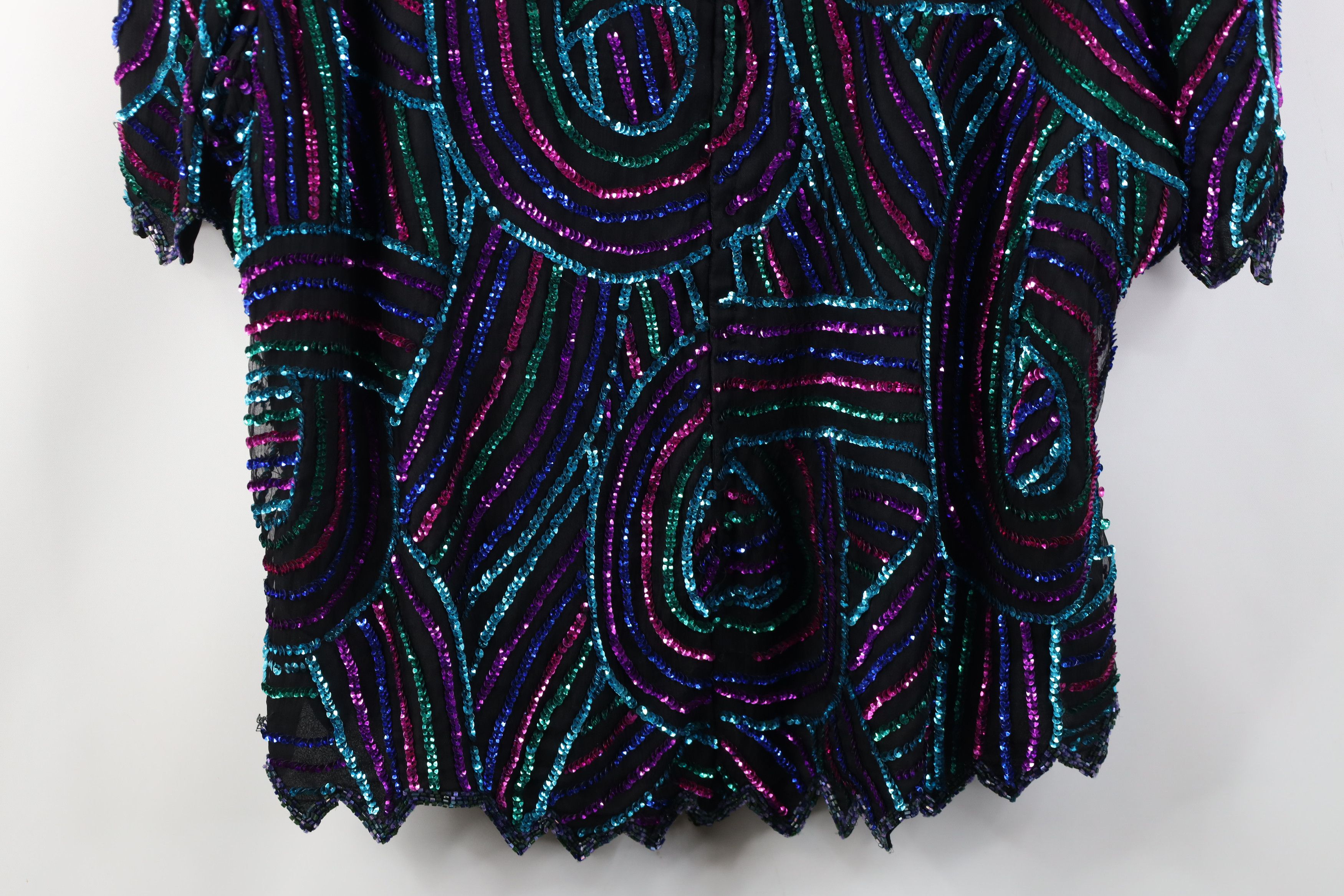 Vintage Vintage 90s Scala Sequin Beaded Evening Party Shirt Silk Size 3XL / US 20-22 - 15 Thumbnail