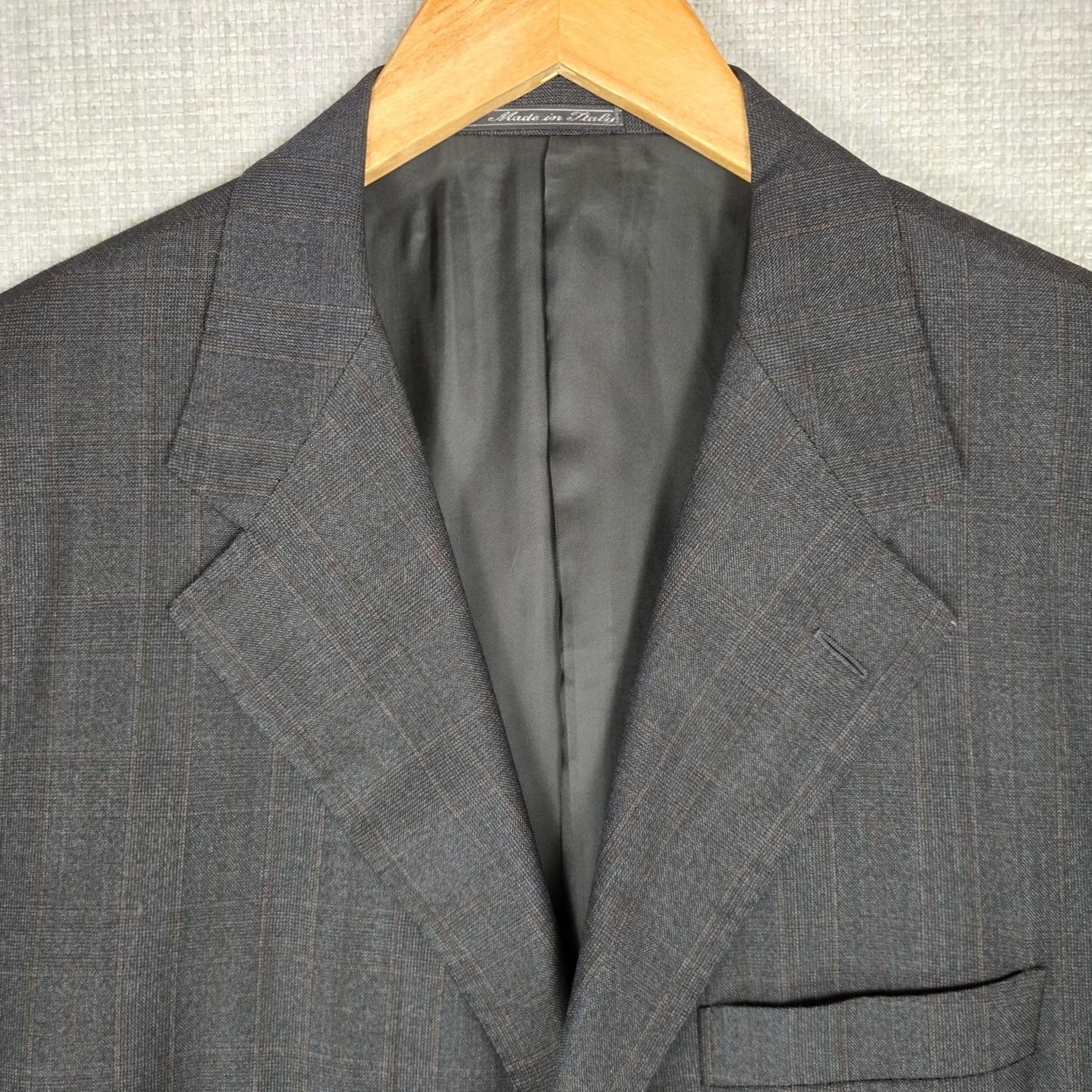 Corneliani Corneliani Mens Jacket Gray Brown Plaid Extrafine Virgin Wool 3 Button Notch Lapel Double Vented Long Coat/ Suit Jacket 44 Italy Mens Size 44R - 3 Thumbnail