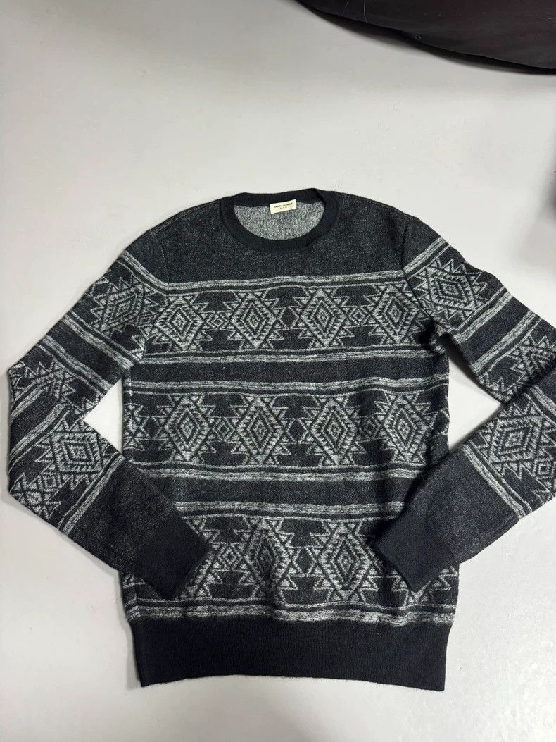 Saint Laurent Paris Gray Mohair Sweater with Pattern Size US XS / EU 42 / 0 - 1 Thumbnail