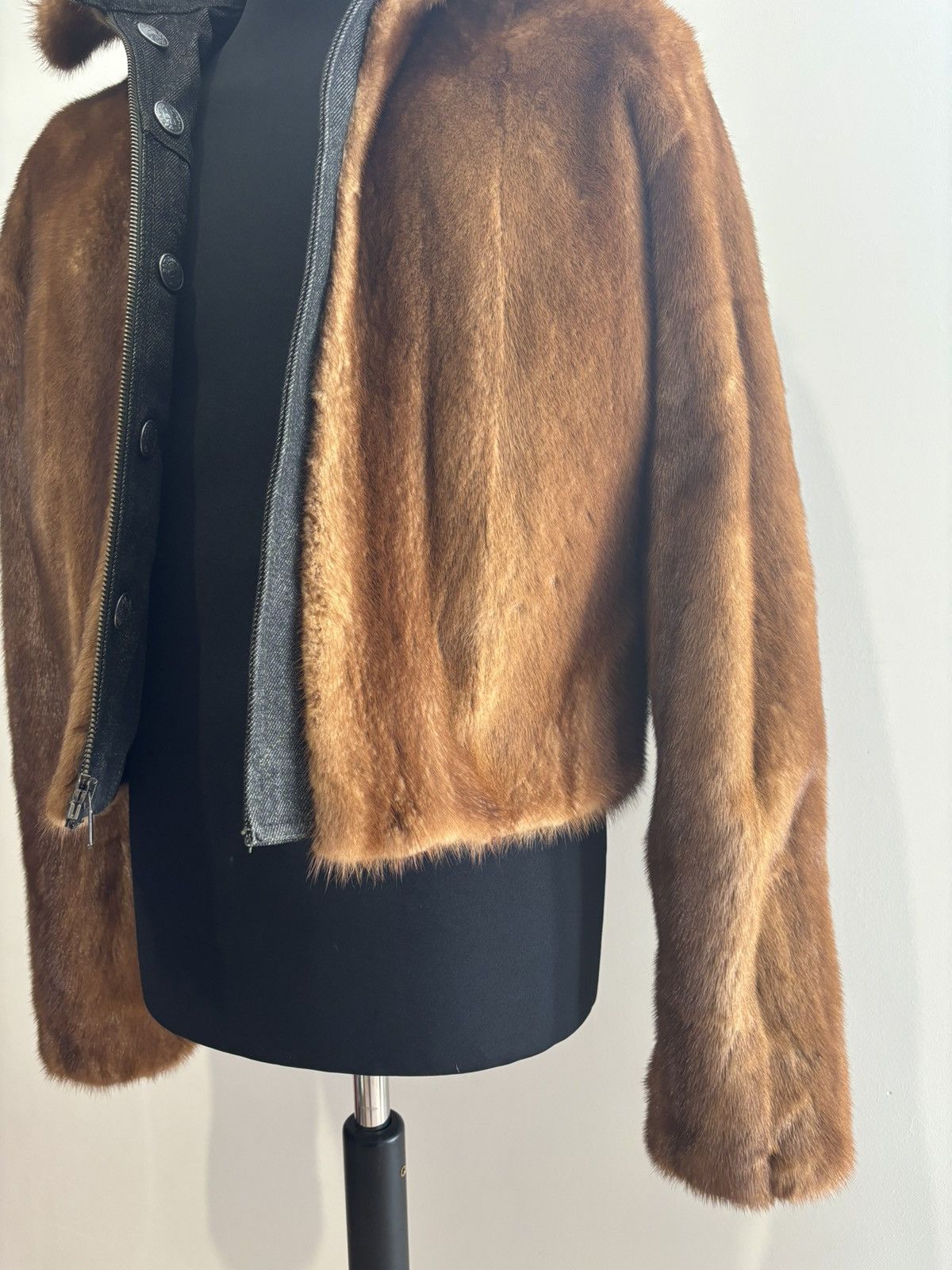Jean Paul Gaultier Jean Paul Gaultier Cognac mink and denim jacket Size S / US 4 / IT 40 - 9 Thumbnail