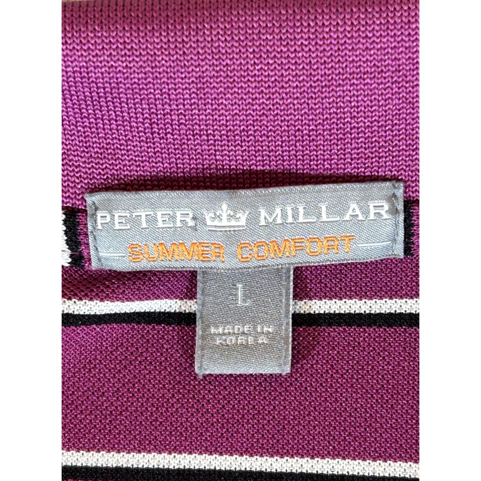 Peter Millar VINTAGE? No — Peter Millar Purple Stripe Polo Shirt Mens L Summer Comfort Golf Stretch Shirt Mens Large Purple Striped Knit Polo Size US L / EU 52-54 / 3 - 7 Thumbnail
