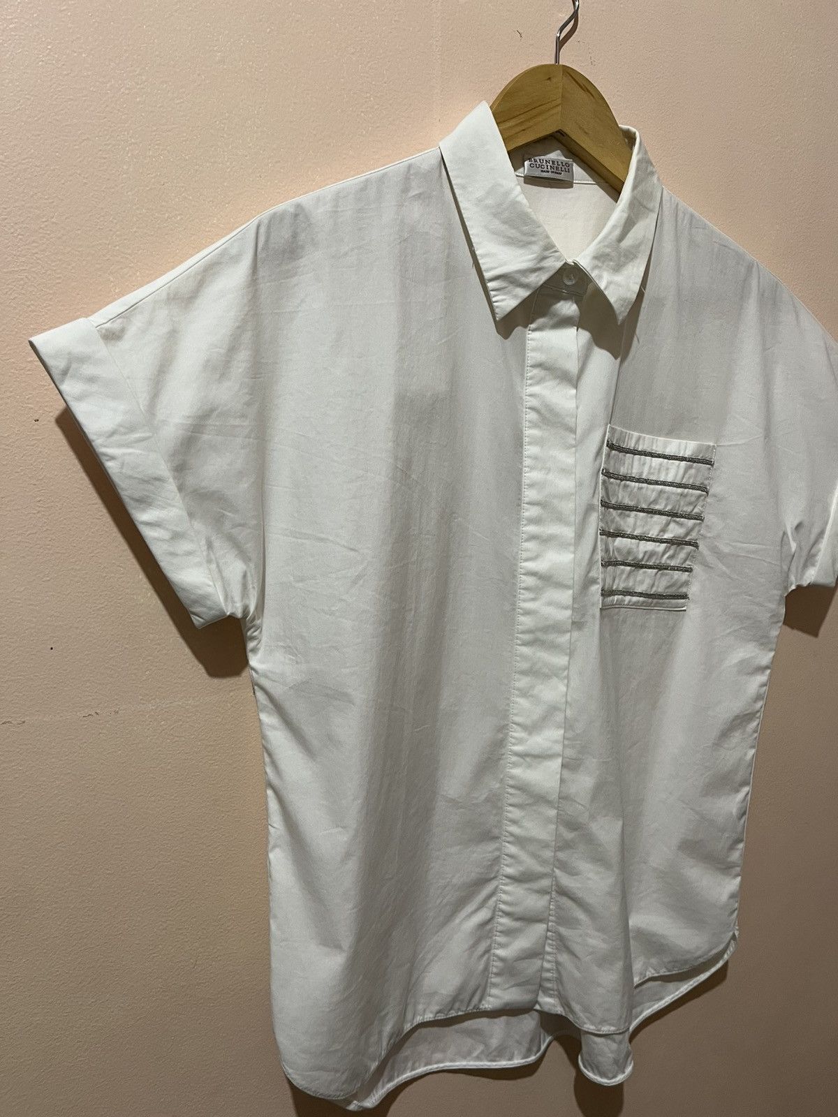 Brunello Cucinelli Brunello Cucinelli - Bead Embellished - Button Up Shirt Size S / US 4 / IT 40 - 4 Thumbnail