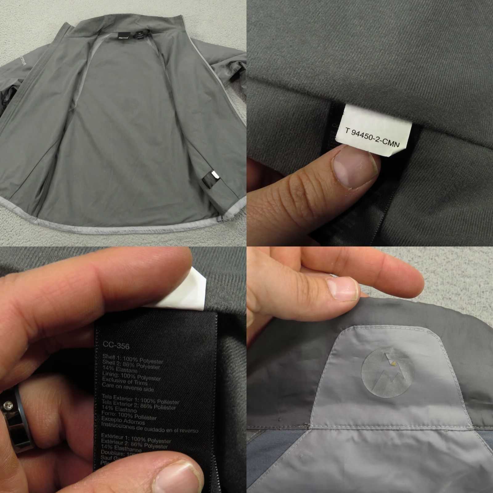 Marmot Marmot Jacket Mens Medium Light Grey Softshell Fleece Lined Full Zip Wind Rain Size US M / EU 48-50 / 2 - 8 Thumbnail