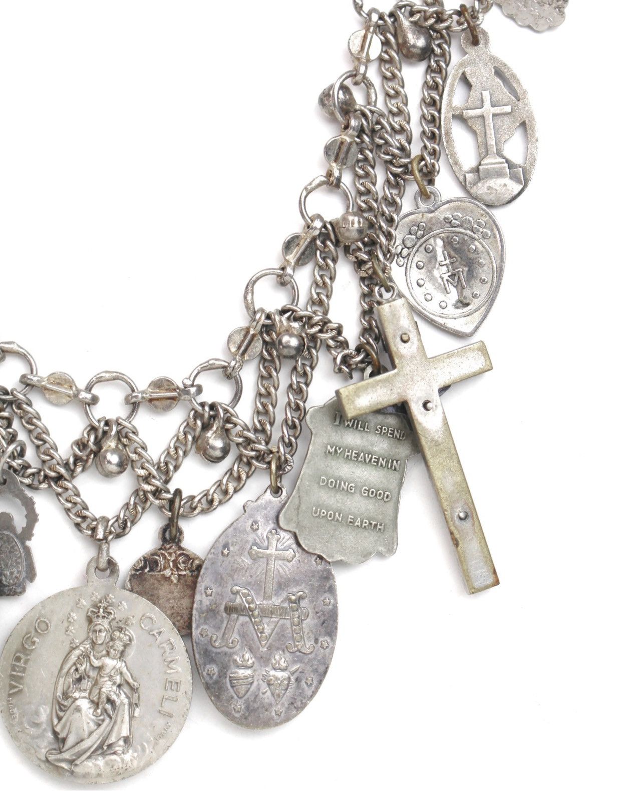 Vintage 1980S JAPANESE MADE MULTI-CHARM RELIGIOUS MEDAL BIB NECKLACE Size ONE SIZE - 8 Thumbnail