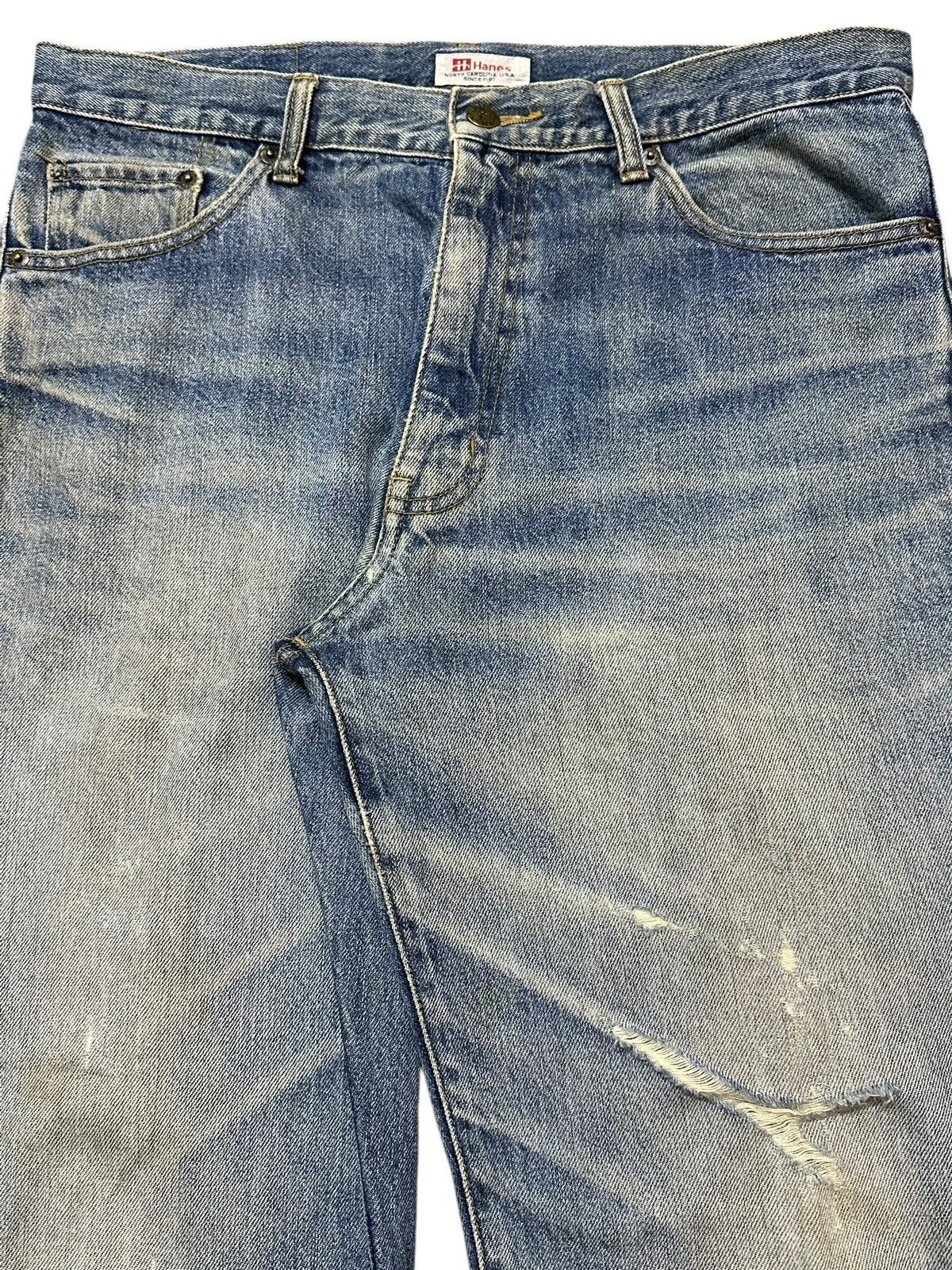 Hanes Vintage Hanes Mud Wash Faded Style Distress Baggy Jeans Size US 33 - 4 Thumbnail