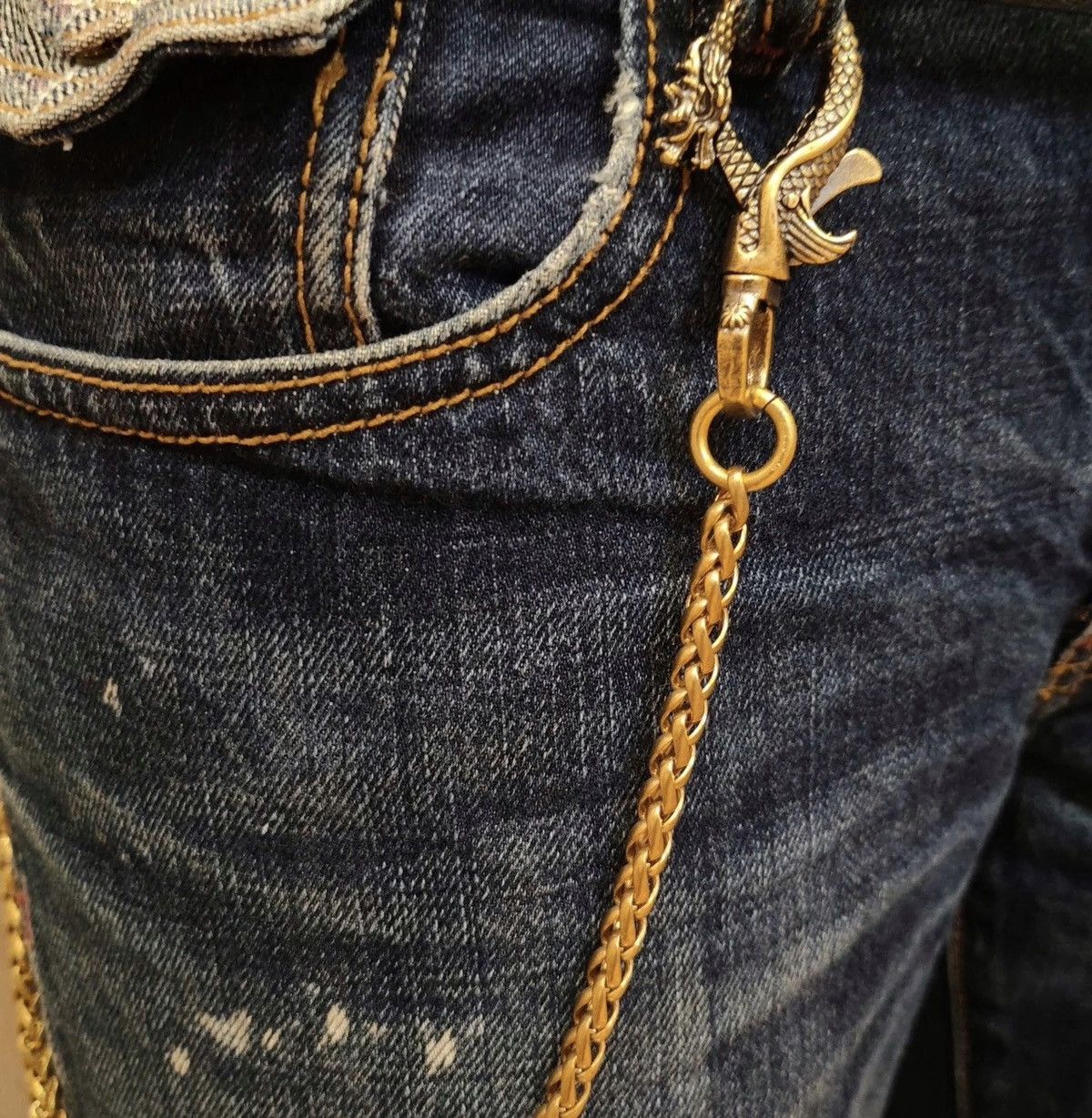 Vintage Retro Dragon Hook Jeans Chain Size ONE SIZE - 3 Thumbnail