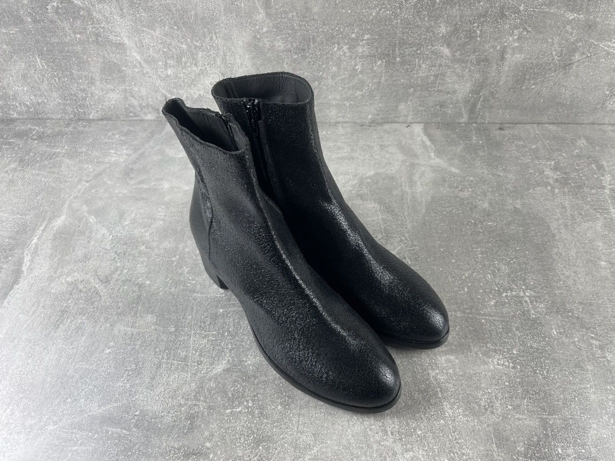 MoMA MOMA Textured Leather Ankle Boots Black Block Heel Size US 11 / IT 41 - 3 Thumbnail
