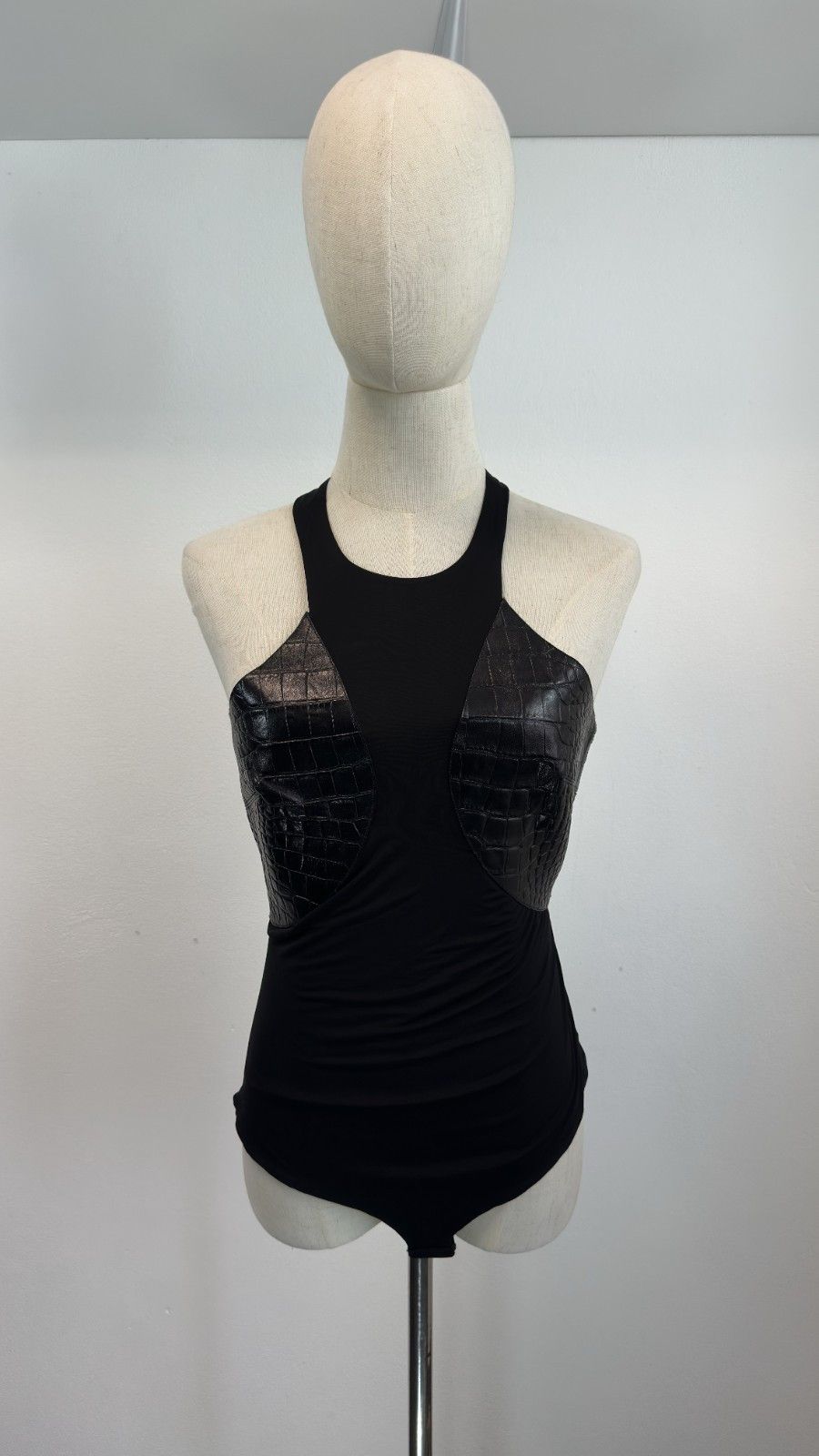 Roberto Cavalli Roberto Cavalli Women Leather Mesh Sleeveless Bodice Top Size XS / US 0-2 / IT 36-38 - 1 Thumbnail