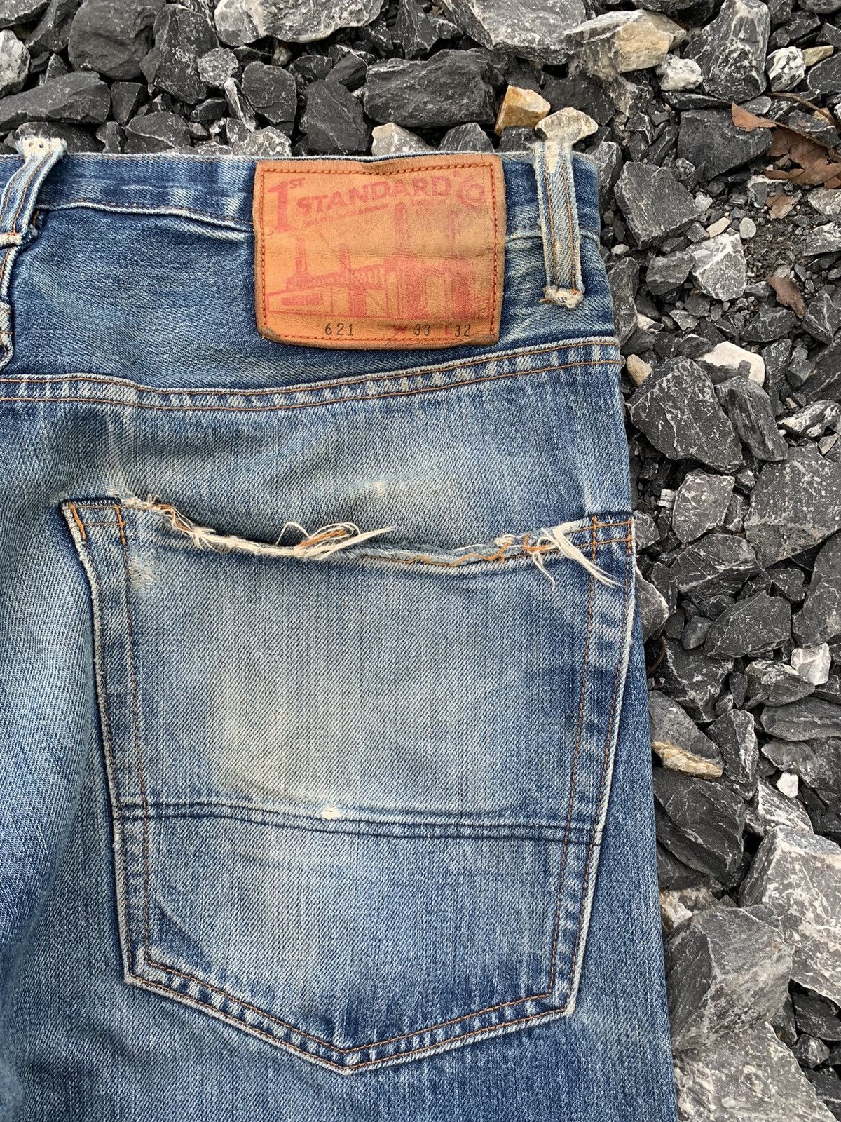 Japanese Brand VINTAGE FIRST STANDARD CO RUSTY FADED DISTRESSED DENIM Size US 33 - 13 Thumbnail