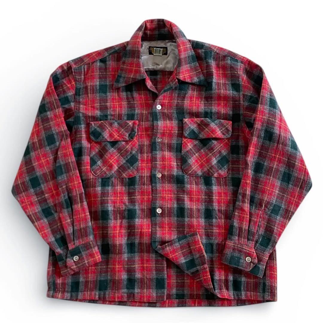 Sugar Cane Vintage Style Eyes Sugar Cane Open Collar Wool Plaid Shirt Size US M / EU 48-50 / 2 - 5 Thumbnail