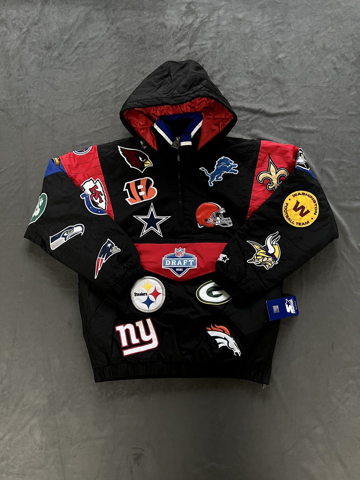 image of Kid Cudi Nfl Draft Ltd Breakaway Pullover Jacket in Black (Size Medium)