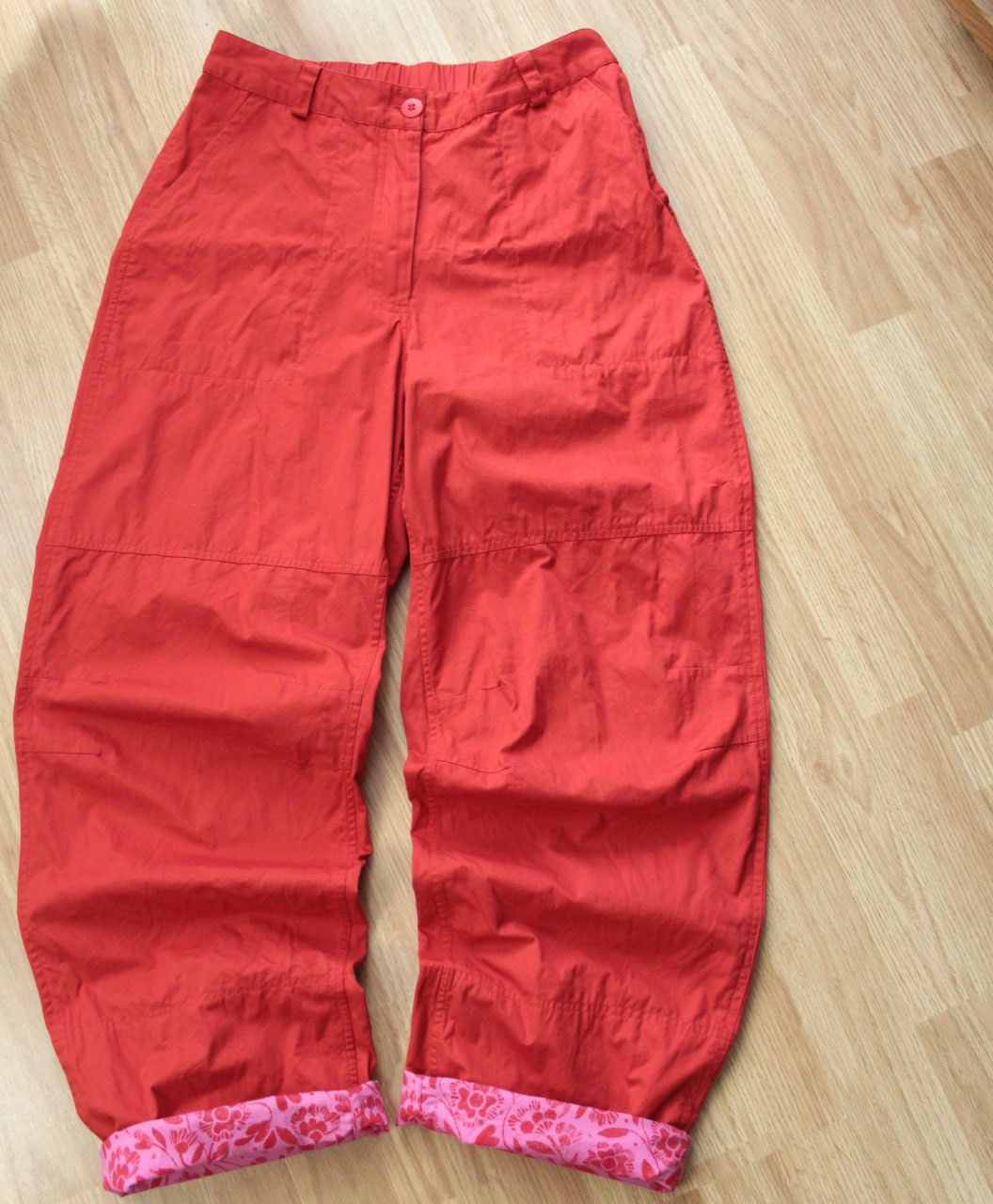 Other 🔥 Gudrun Sjoden Red Wide Leg Pants Floral Cuffs Trousers Y2K Size 28" / US 6 / IT 42 - 2 Thumbnail