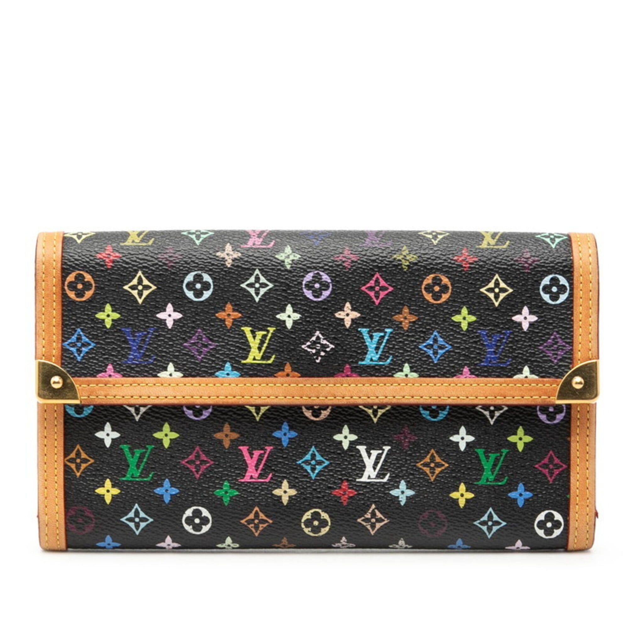 Louis Vuitton Louis Vuitton Monogram Multicolor Portefeuille Tresor International Tri-fold Wallet M92658 Noir Black Leather Women's LOUIS VUITTON Size ONE SIZE - 1 Thumbnail