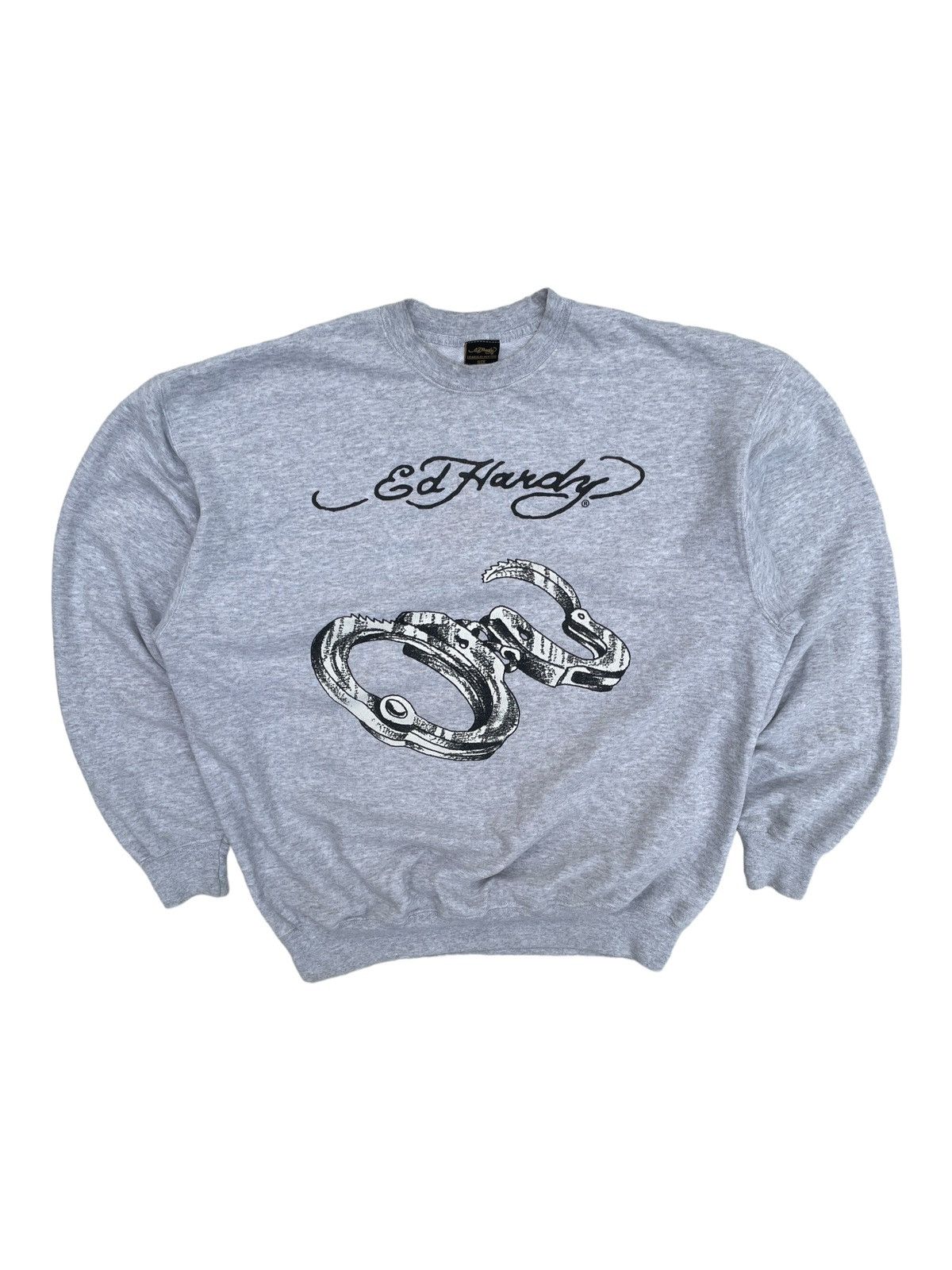 Ed Hardy × Vintage Vintage Ed Hardy Big Logo Handcuffs Sweatshirt Size US XL / EU 56 / 4 - 1 Thumbnail