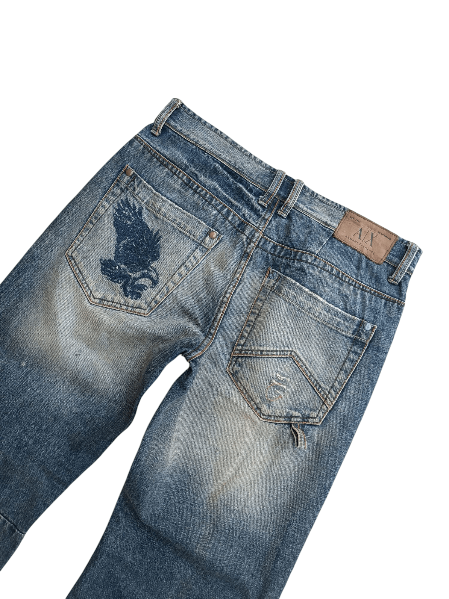Armani Exchange Armani Exchange Distressed Whiskers Faded Denim E261 Size US 33 - 14 Thumbnail