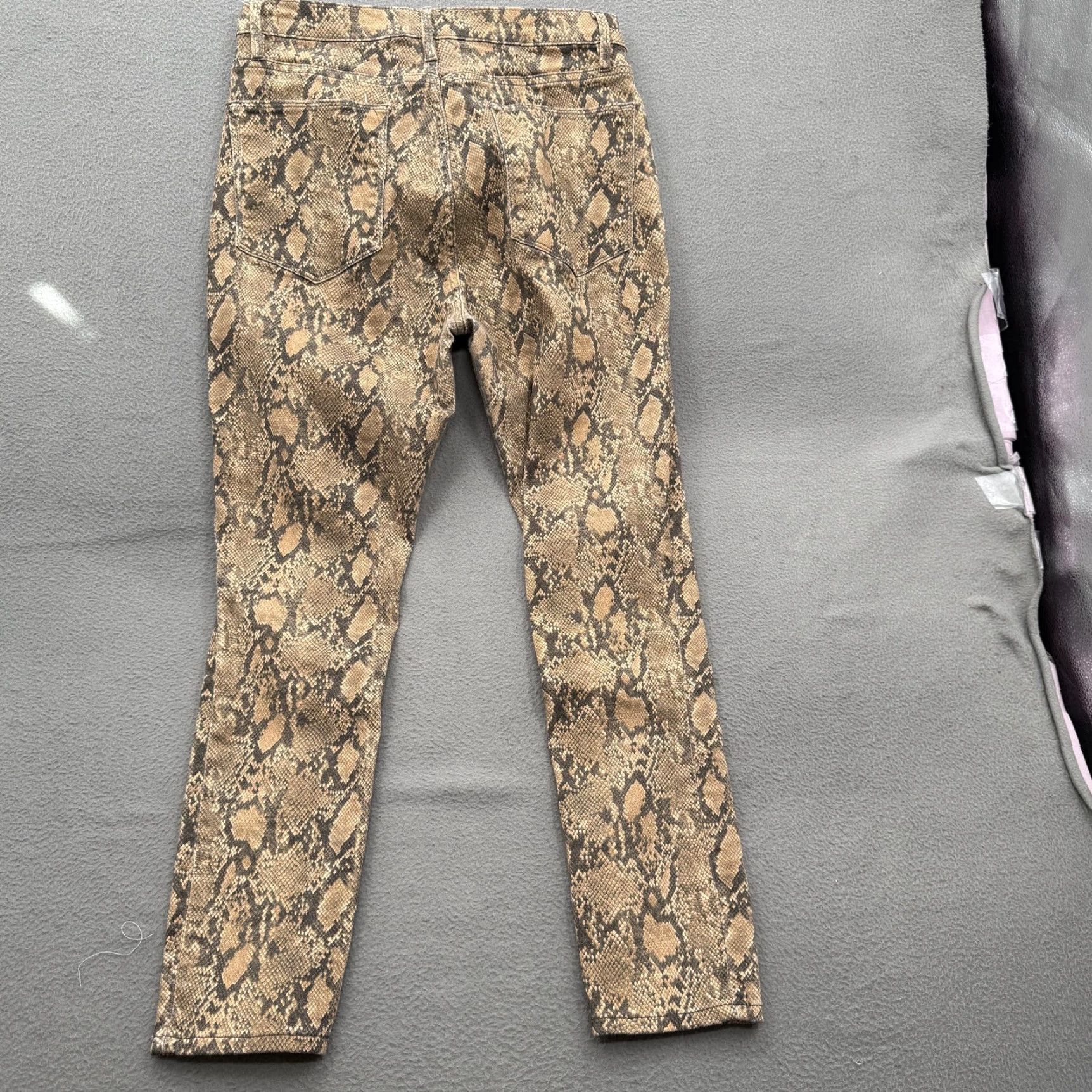 Frame VINTAGE FRAME High Skinny Crop Jeans Womens 30 Brown Coated Python Snake Print Denim Size 30" / US 8 / IT 44 - 2 Thumbnail