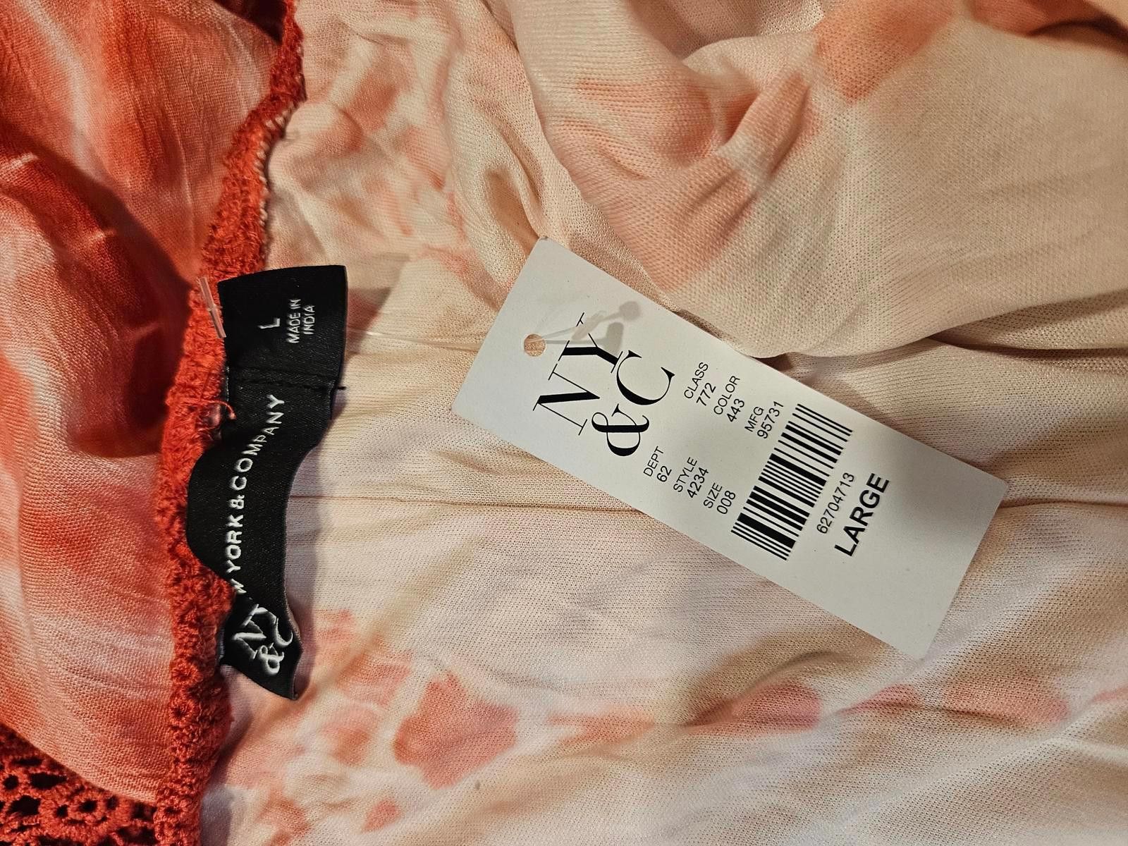 Caravelle by Bulova Nwt NY&C Tie-Dye Off-Shoulder Coverup with Crochet Trim 443 Size ONE SIZE - 5 Thumbnail