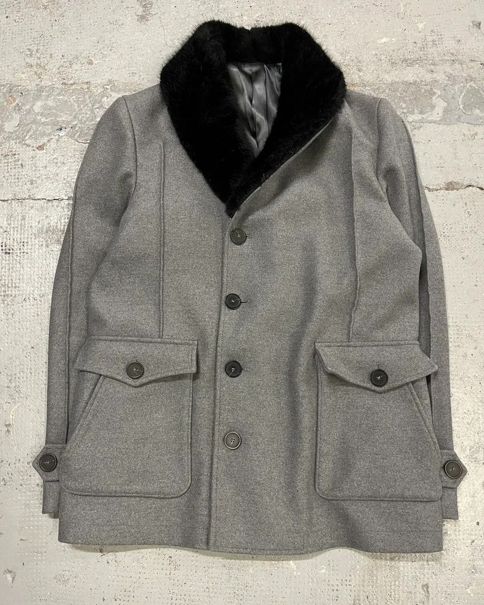 Emporio Armani AW2017 Emporio Armani Faux Fur Collar Grey Wool Coat Size US M / EU 48-50 / 2 - 4 Thumbnail