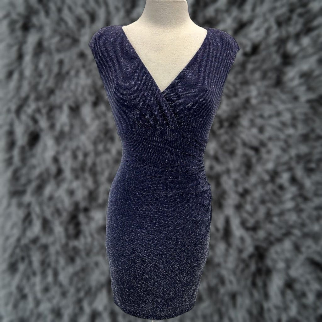 Ralph Lauren Lauren Ralph Lauren Sheath Dress Sz 6p Petite Blue Metallic Stretch Cocktail Size M / US 6-8 / IT 42-44 - 1 Thumbnail