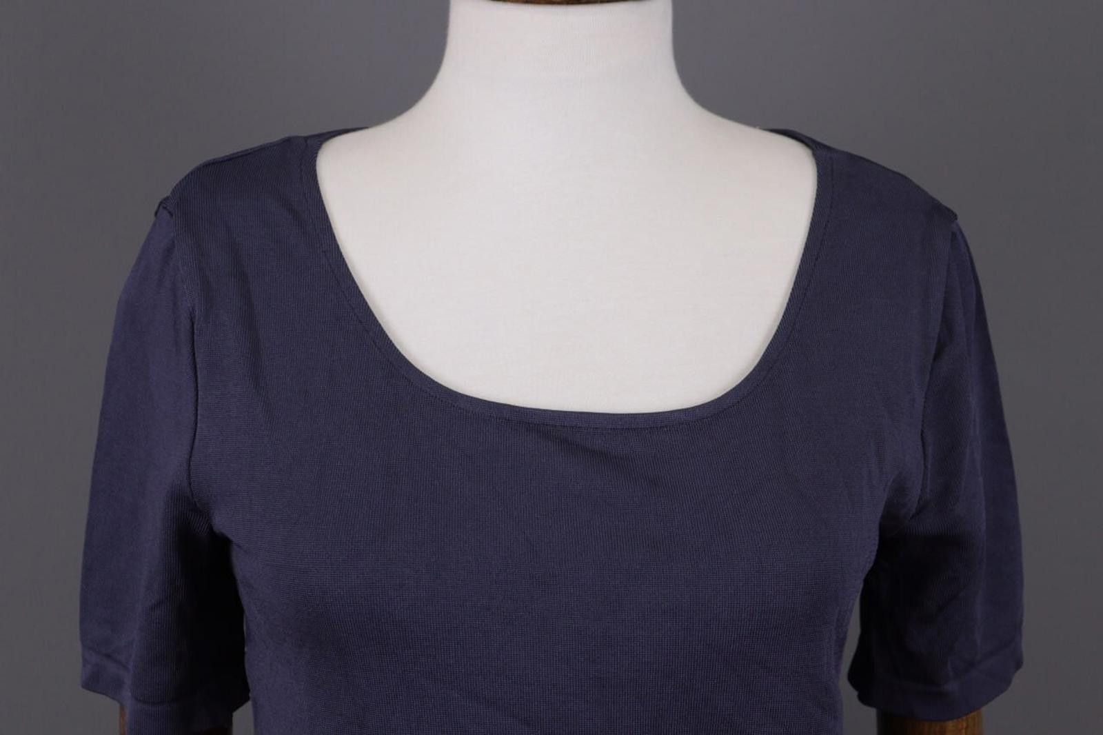 Wolford Wolford Blue Short Sleeve Stretch Top Shirt Size L Size L / US 10 / IT 46 - 2 Thumbnail