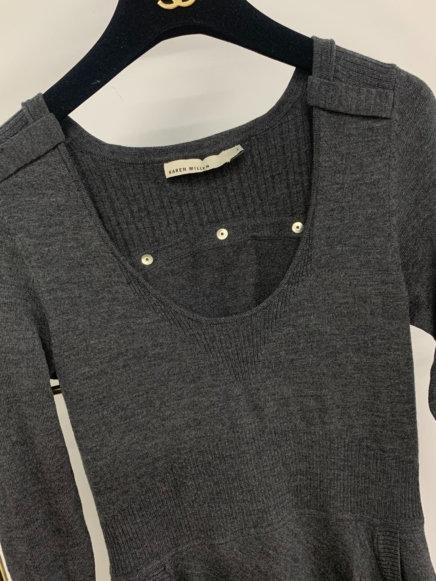 Karen Millen Gray Irregular Knit Dress, Women's — image 2 of 6