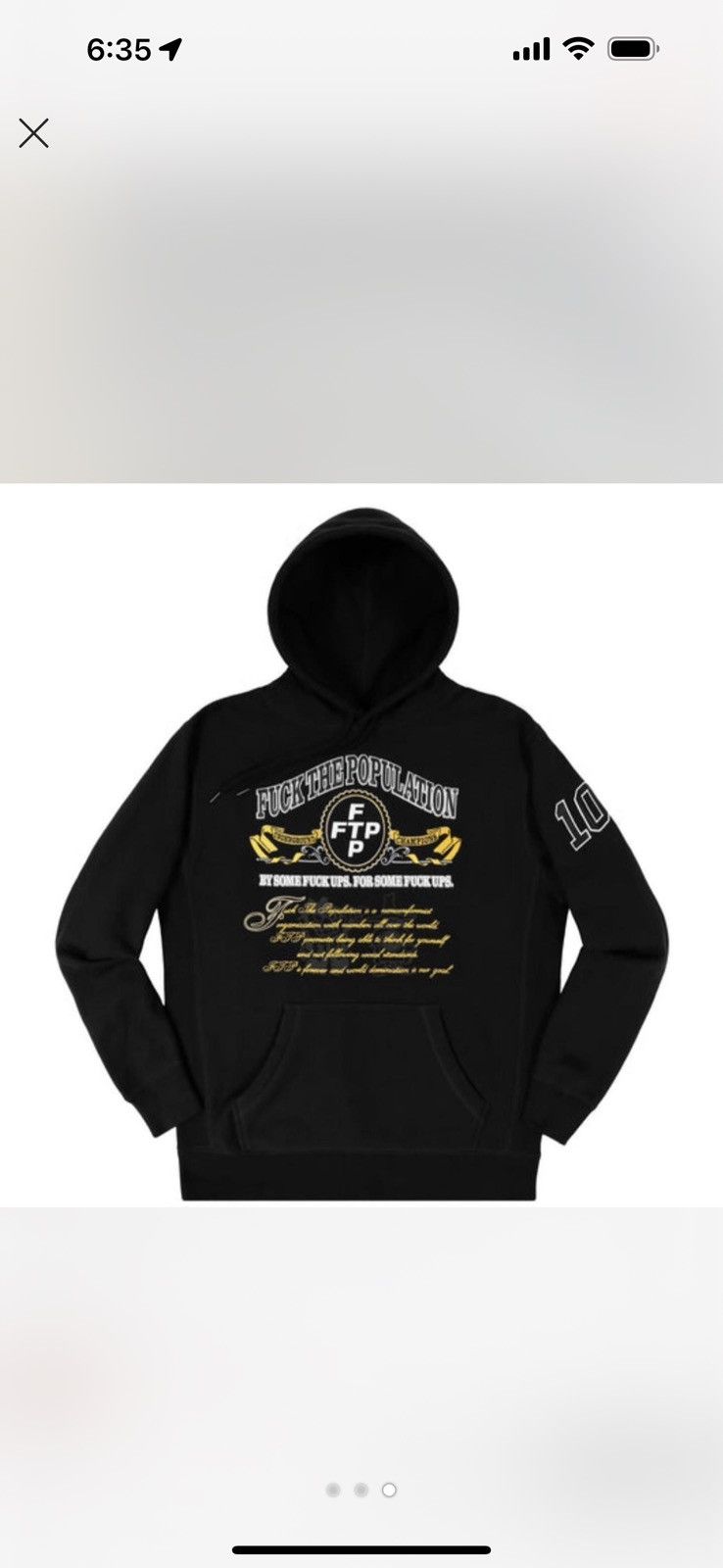 image of Fuck The Population Ftp “Souvenir “ Hoodie in Black, Men's (Size 2XL)