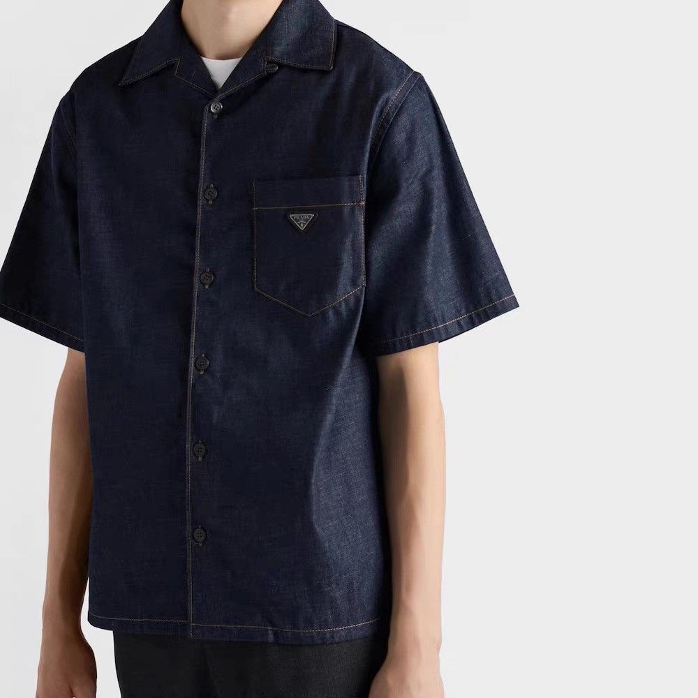 Prada Prada 25FW Men's New Denim Short-Sleeve Shirt K30 Size US XL / EU 56 / 4 - 6 Thumbnail