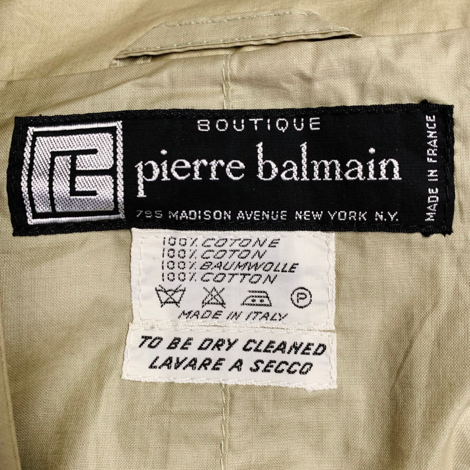 Pierre Balmain Size XL Beige Cotton Double Breasted Trench Coat Size US XL / EU 56 / 4 - 8 Thumbnail
