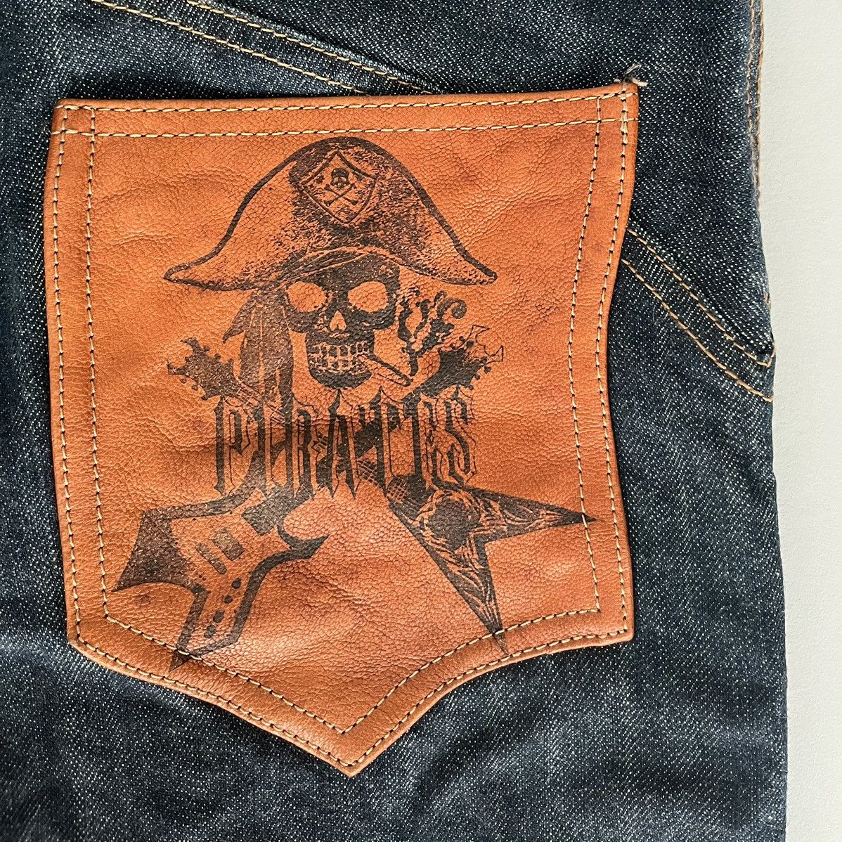 Japanese Brand × Yasuyuki Ishii Obelisk Flared Guitar Pirate Leather Pocket Jeans Size US 28 / EU 44 - 6 Thumbnail