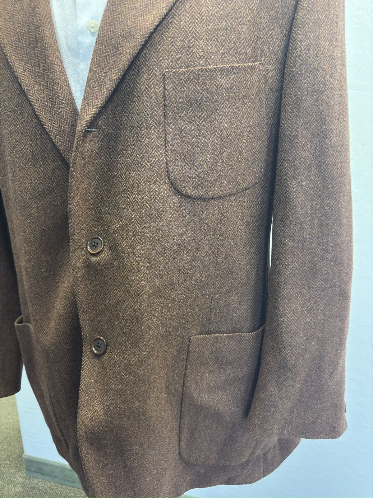 Paul Stuart Paul Stuart Herringbone Soft Wool Unconstructed Suit Jacket Size 46R - 5 Thumbnail