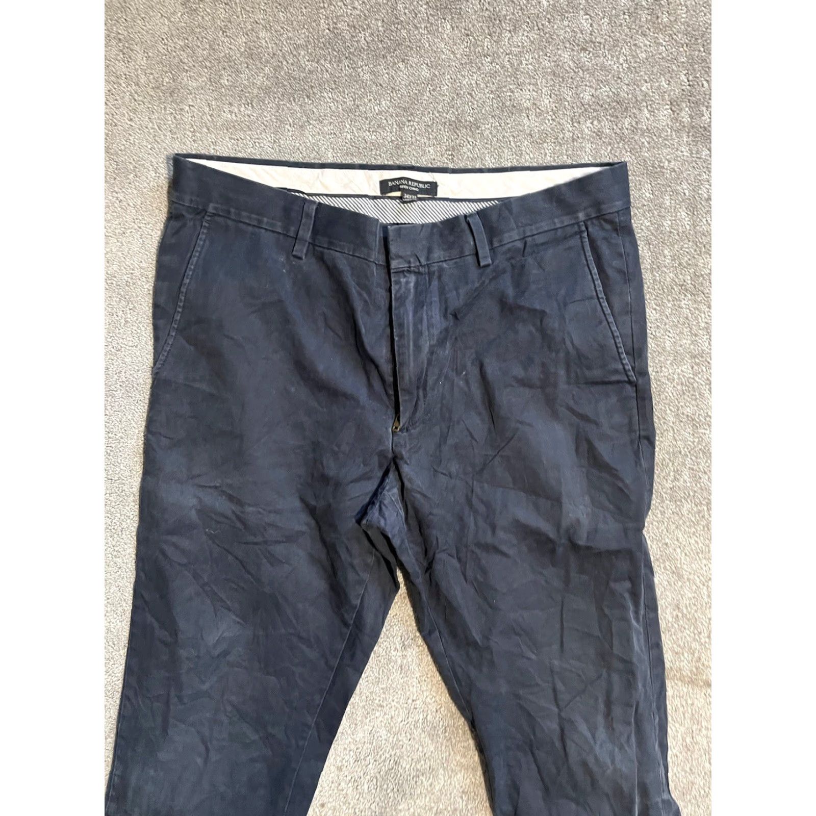Banana Republic BANANA REPUBLIC Aiden Chino Pants Black Solid Mens 34x32 Cotton Blend Distressed Size US 34 / EU 50 - 3 Thumbnail
