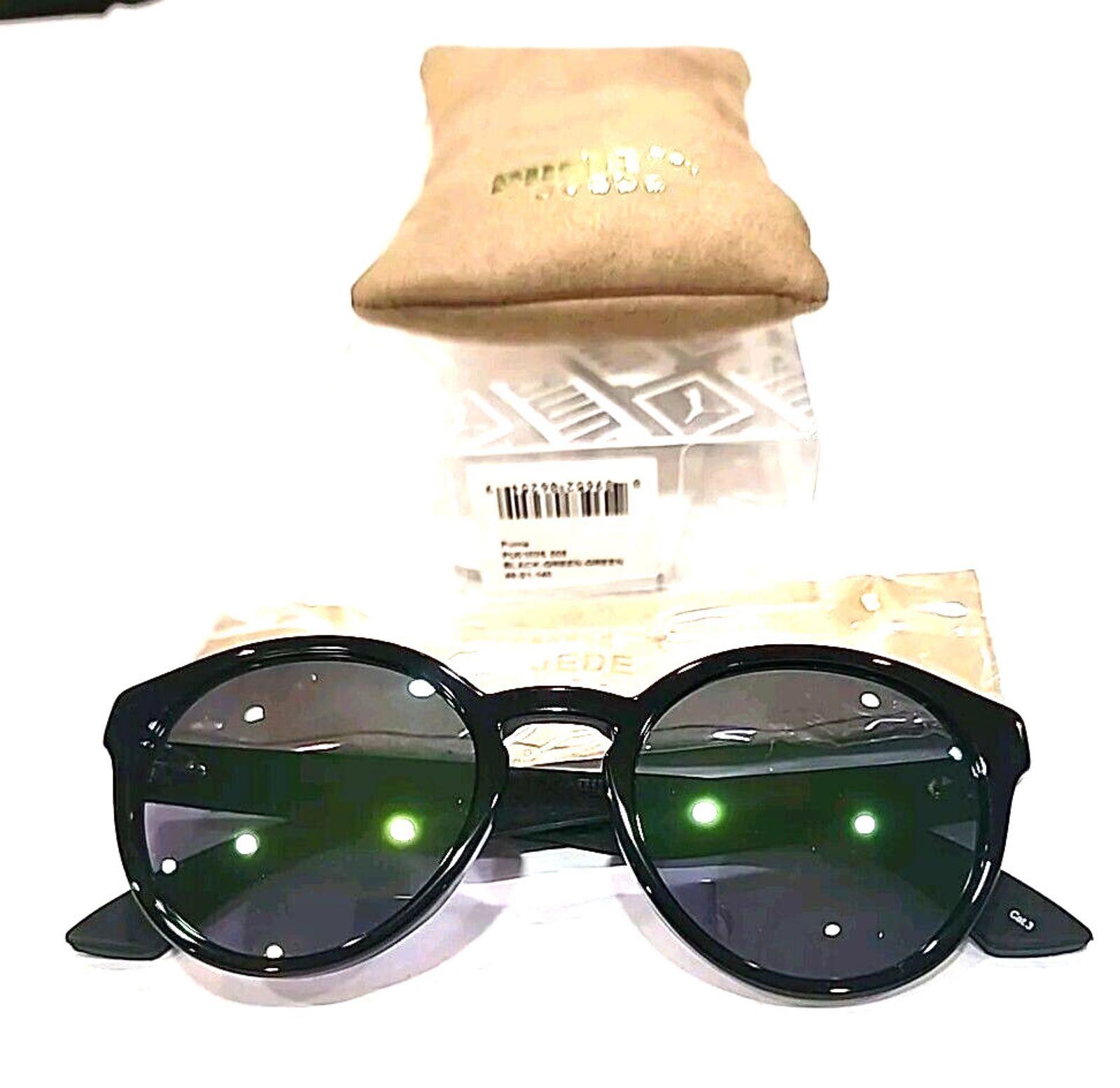Puma Puma PU0103S 005 Black Leather Sunglasses 49-21 140 New Size ONE SIZE - 1 Thumbnail