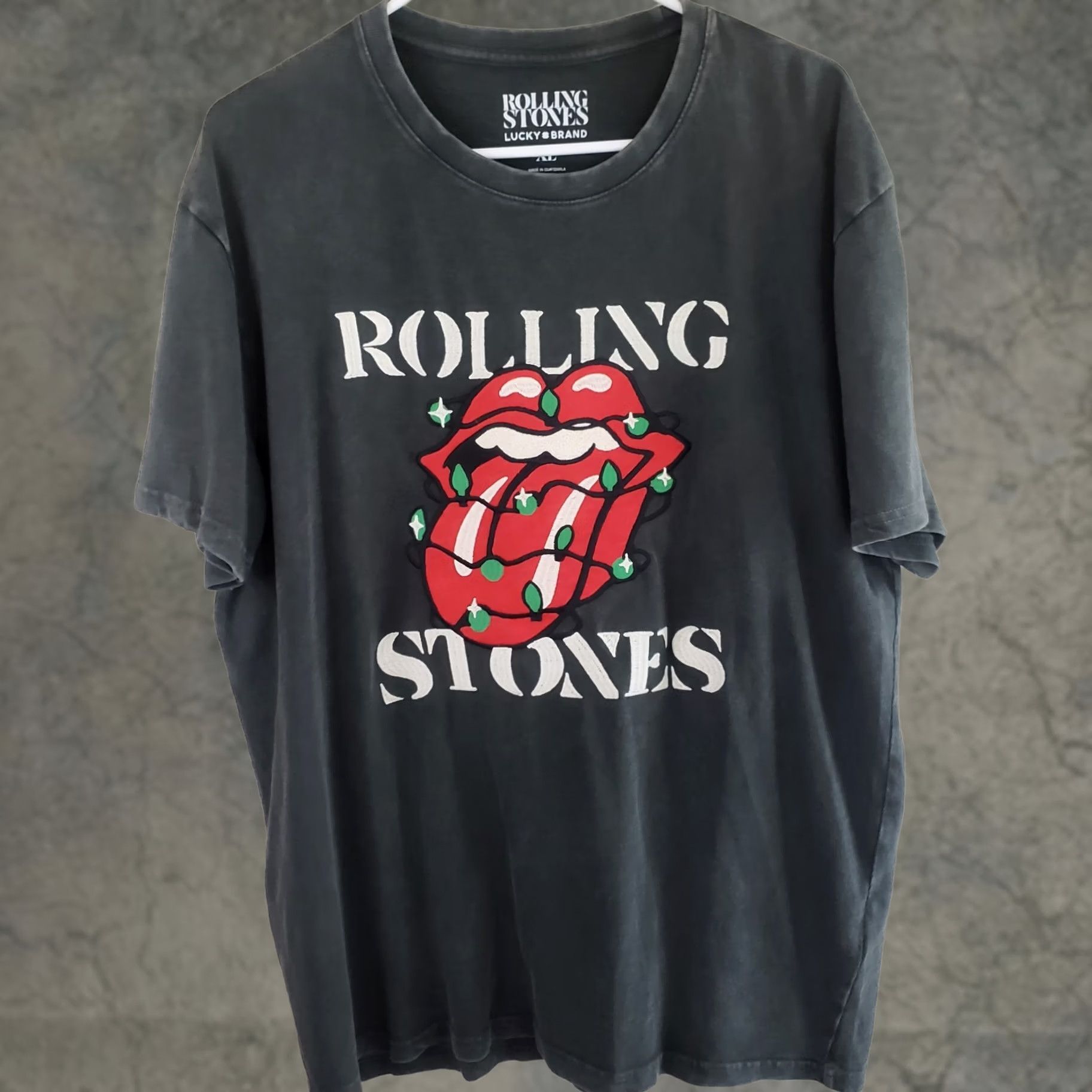 Lucky Brand Lucky Brand Stones Embroidered Graphic T Shirt XL Black Stone Washed Rolling Stones Logo Tee Mens Short Sleeve Vintage Look Size US XL / EU 56 / 4 - 1 Thumbnail