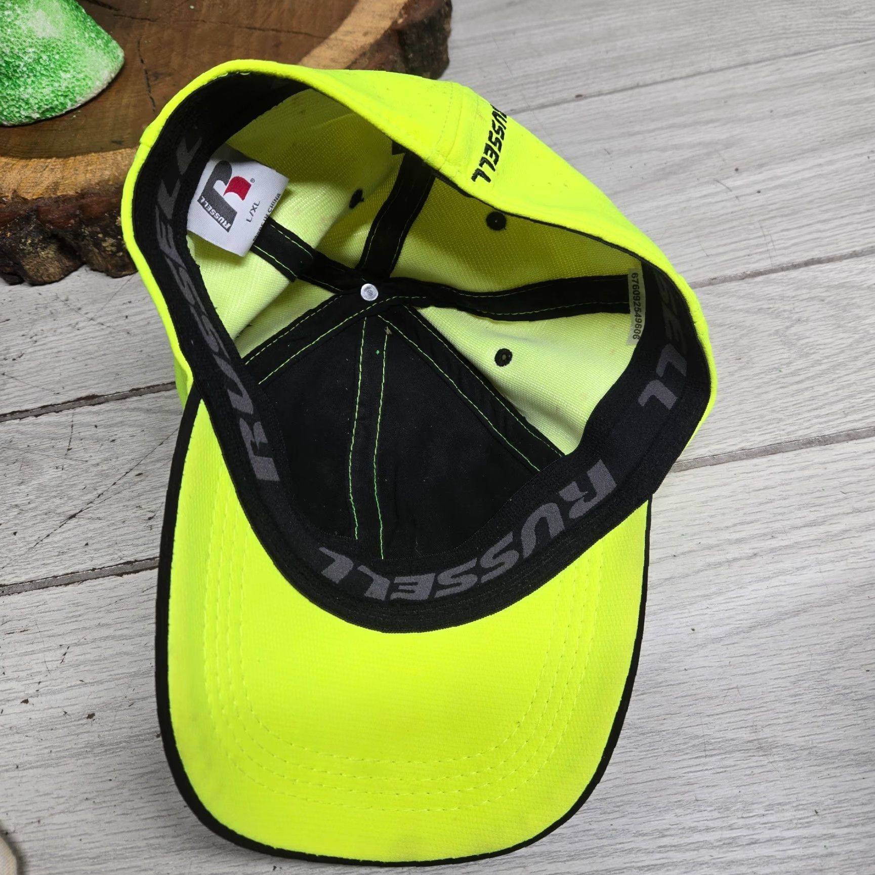 Vintage Russell Hat Baseball Cap Flexfit L/X Unisex Adults Hi-Vis Yellow Neon Reflective Safety Workwear Size ONE SIZE - 5 Thumbnail