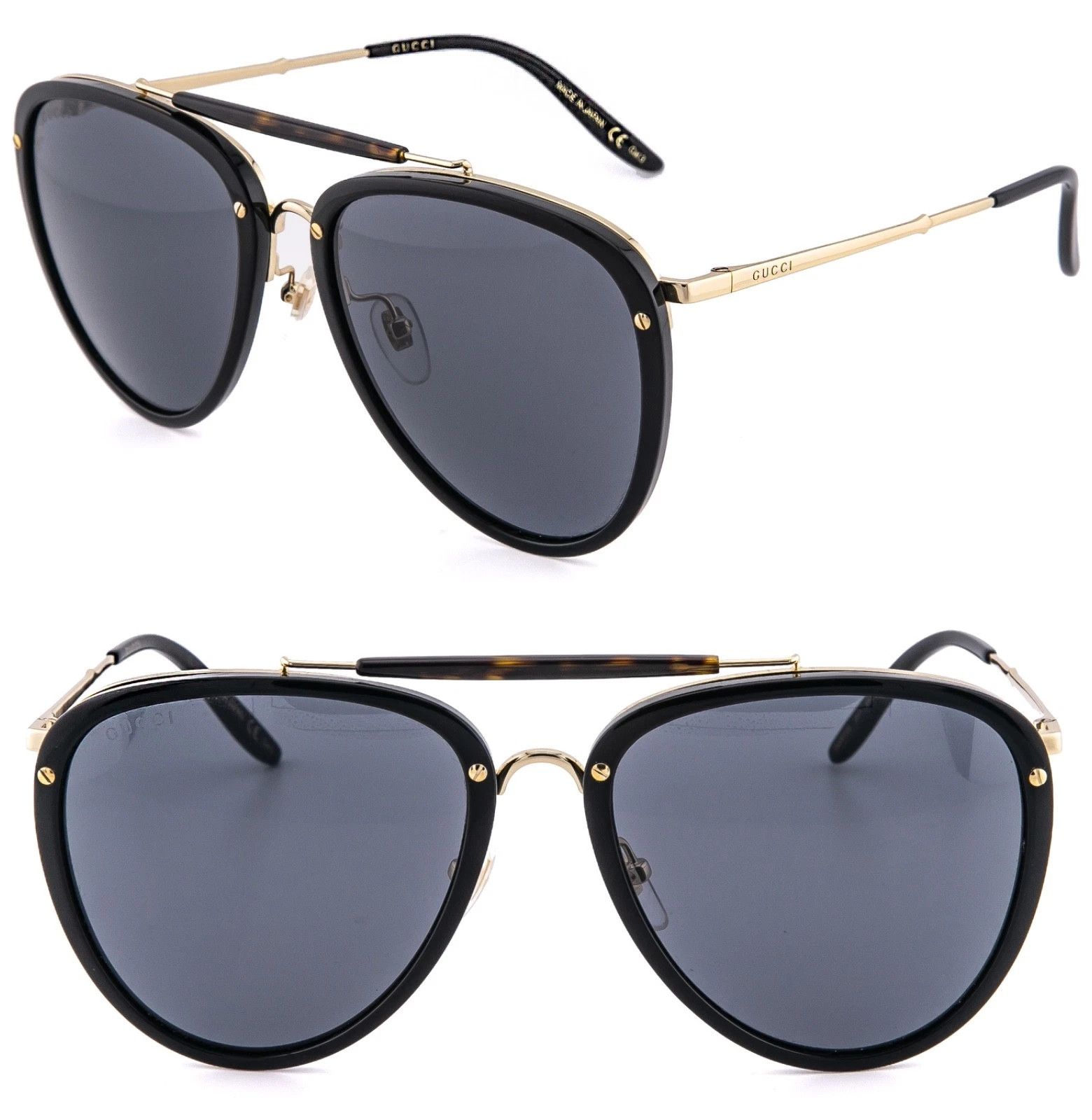 Gucci GG1970SA 001 Square Sunglasses - Black/Gold with White Pearls\\Grey Gucci GG1923SA Grey Rimless Square Pearl | Designer Daydream main image 4